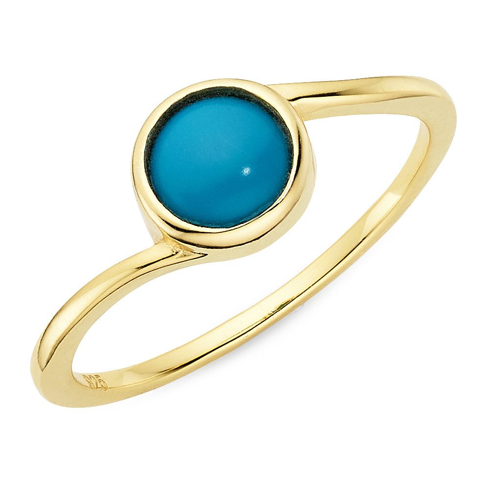 Aniston JEWELRY & WATCHES Fingerring Silberring gelbgoldfarben vergoldet mit Türkis, mit Türkis
