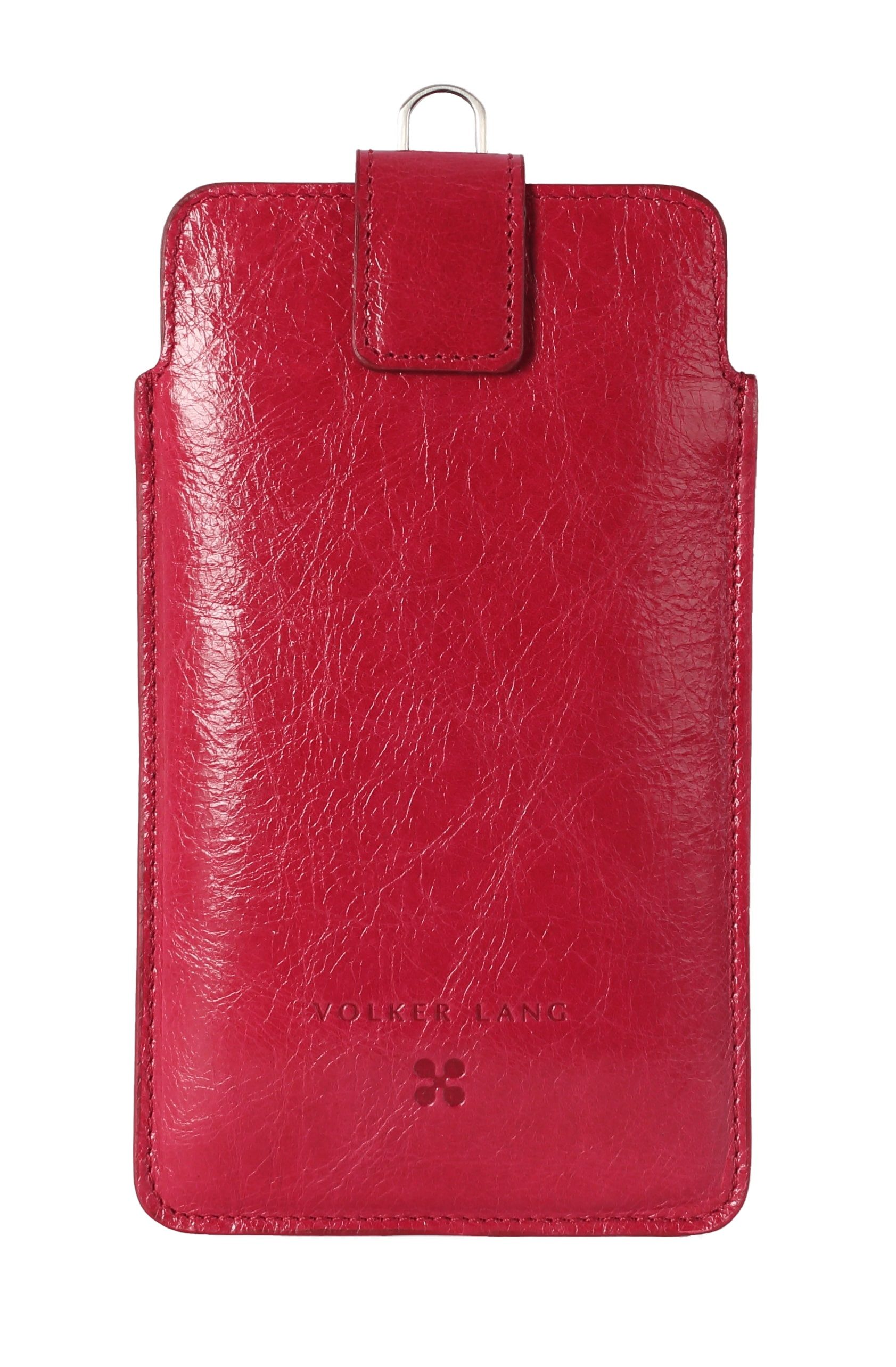 VOLKER LANG Smartphone-Hülle PHONE CASE, Handyhülle aus Leder mit D-RIng, mit Magnetlasche