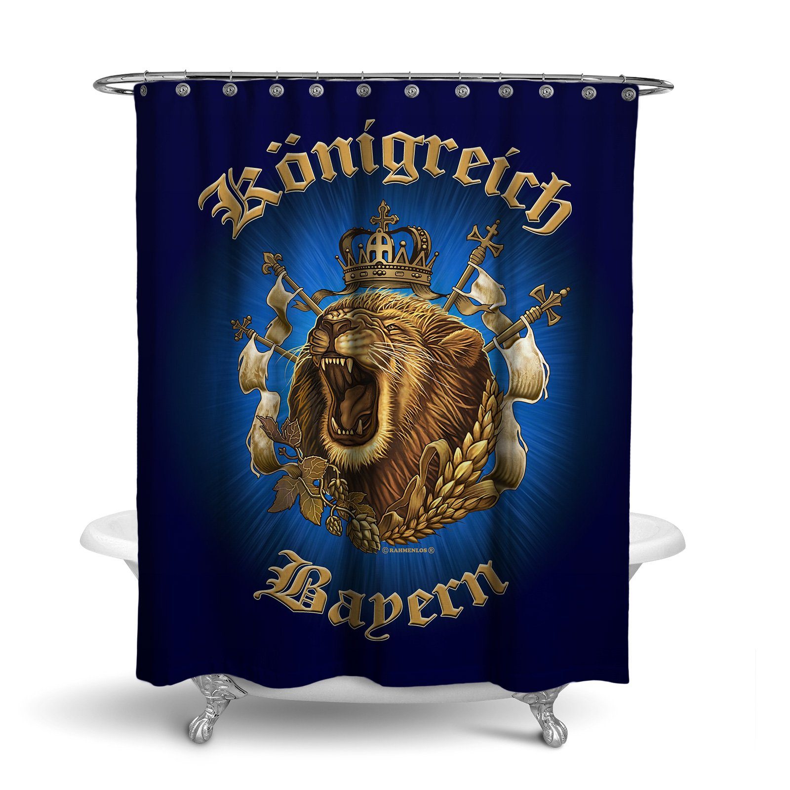 RAHMENLOS® Duschvorhang Motiv Bayern - 180 cm x 200 cm Breite 180 cm