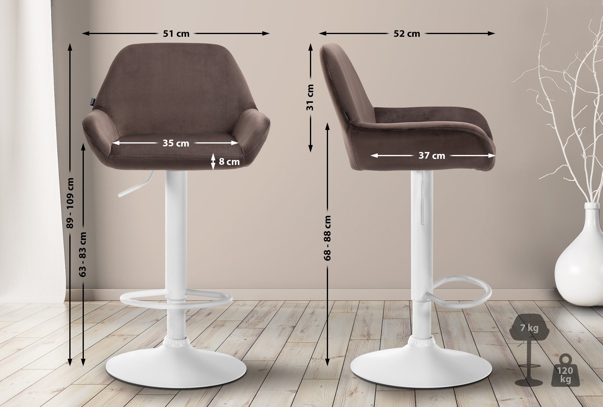 CLP Barhocker Braga Samt (2er Set, günstig online kaufen