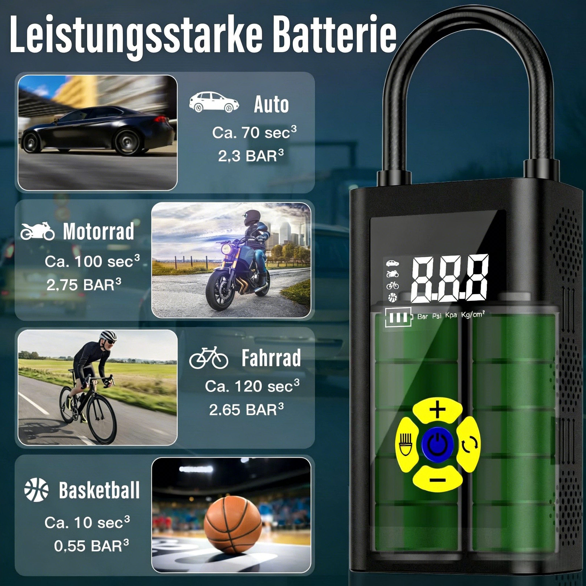 AIBISTAR Akku-Luftpumpe Elektrische Tragbare Luftpumpe,Mini Kompressor,luftpumpe für fahrrad, Akku-Luftpumpe Elektrische,Mini Kompressor,luftpumpe für fahrrad – Bild 5 von 5