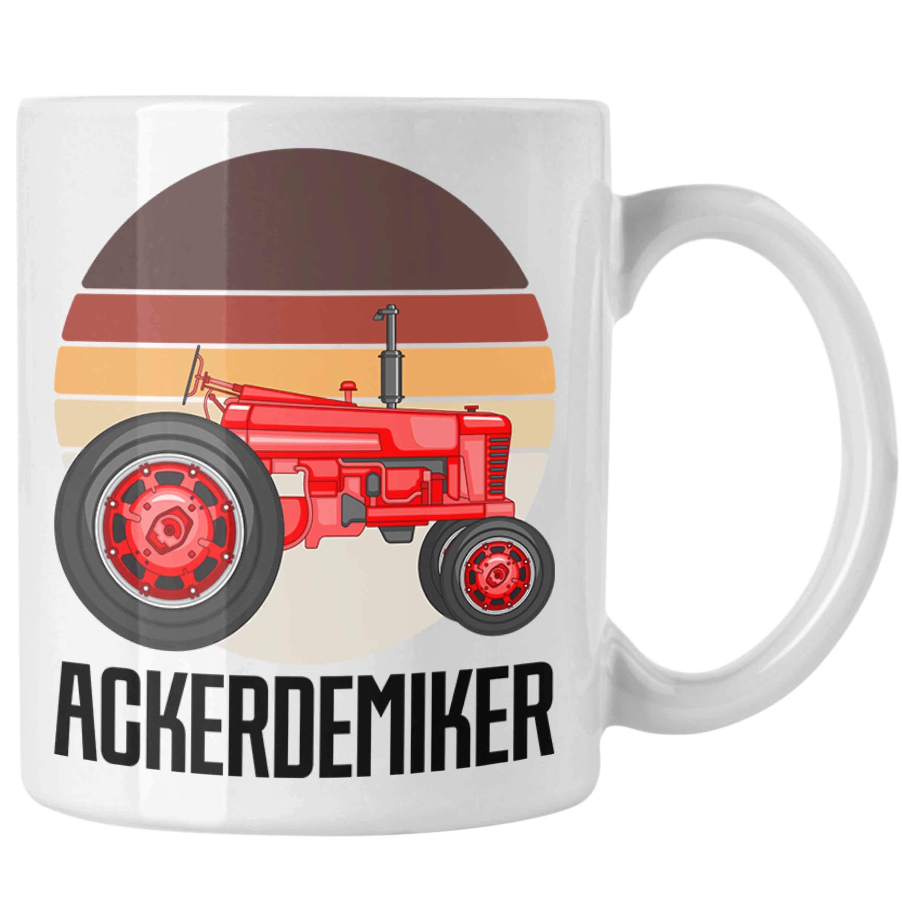 Trendation Tasse Ackerdemiker Tasse Geschenk für Landwirt Kaffee-Becher Geschenkidee Ba Weiss
