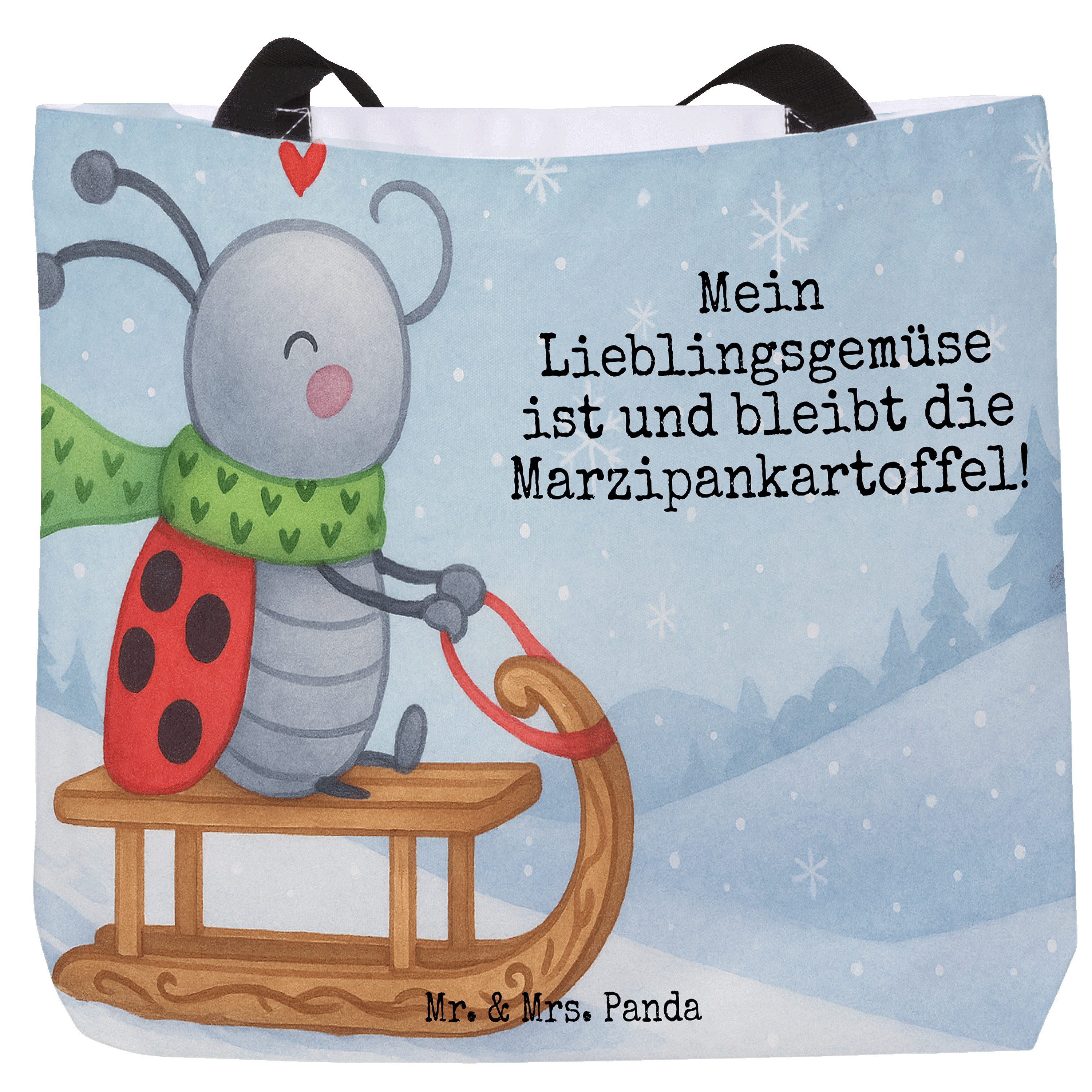 Shopper Smörle Rodeln Design, Tote Bag, Weiß, Beutel, Marzipan, Tasche, Winte