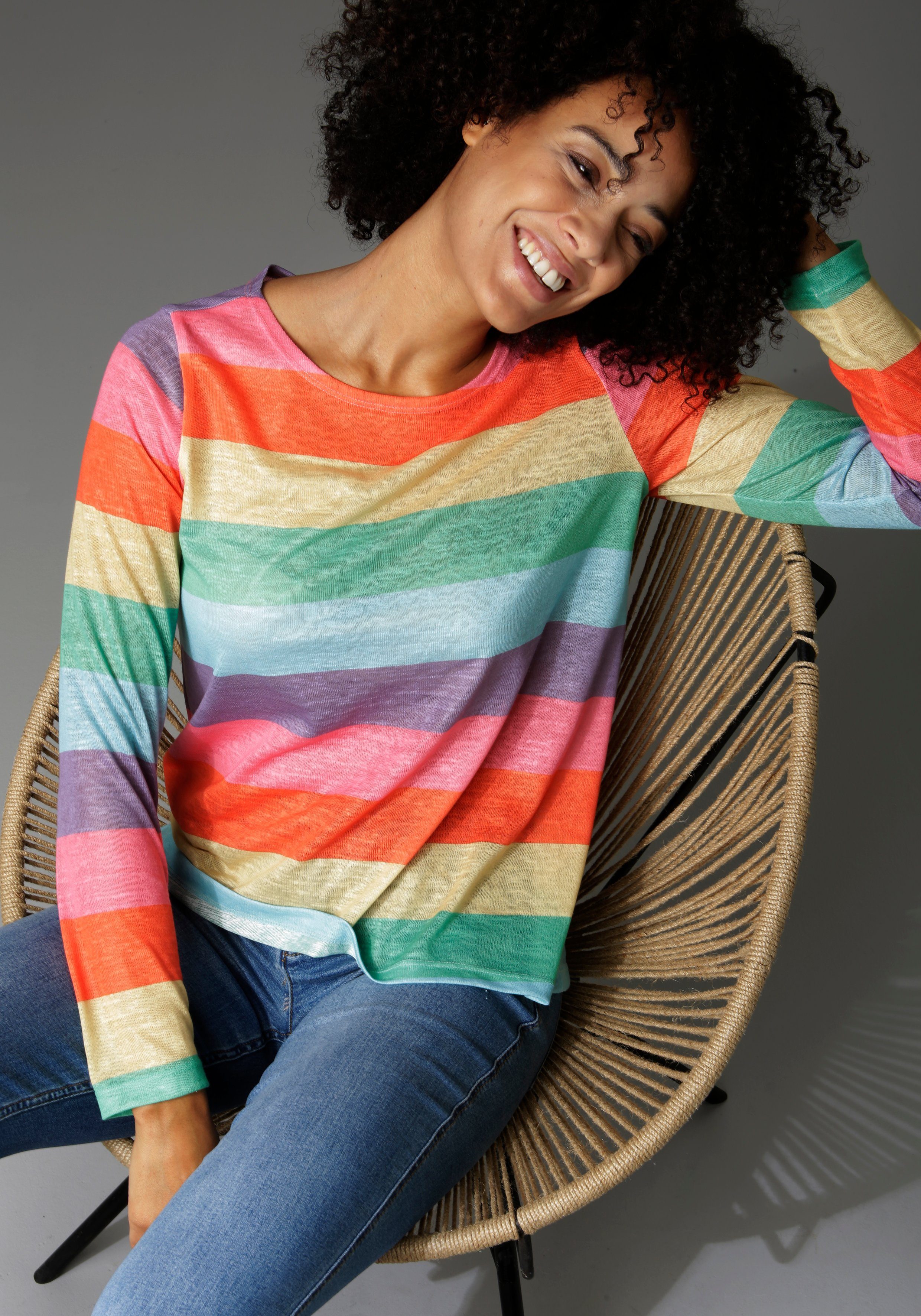 Aniston CASUAL Langarmshirt mit farbstarken Streifen – Bild 5 von 5