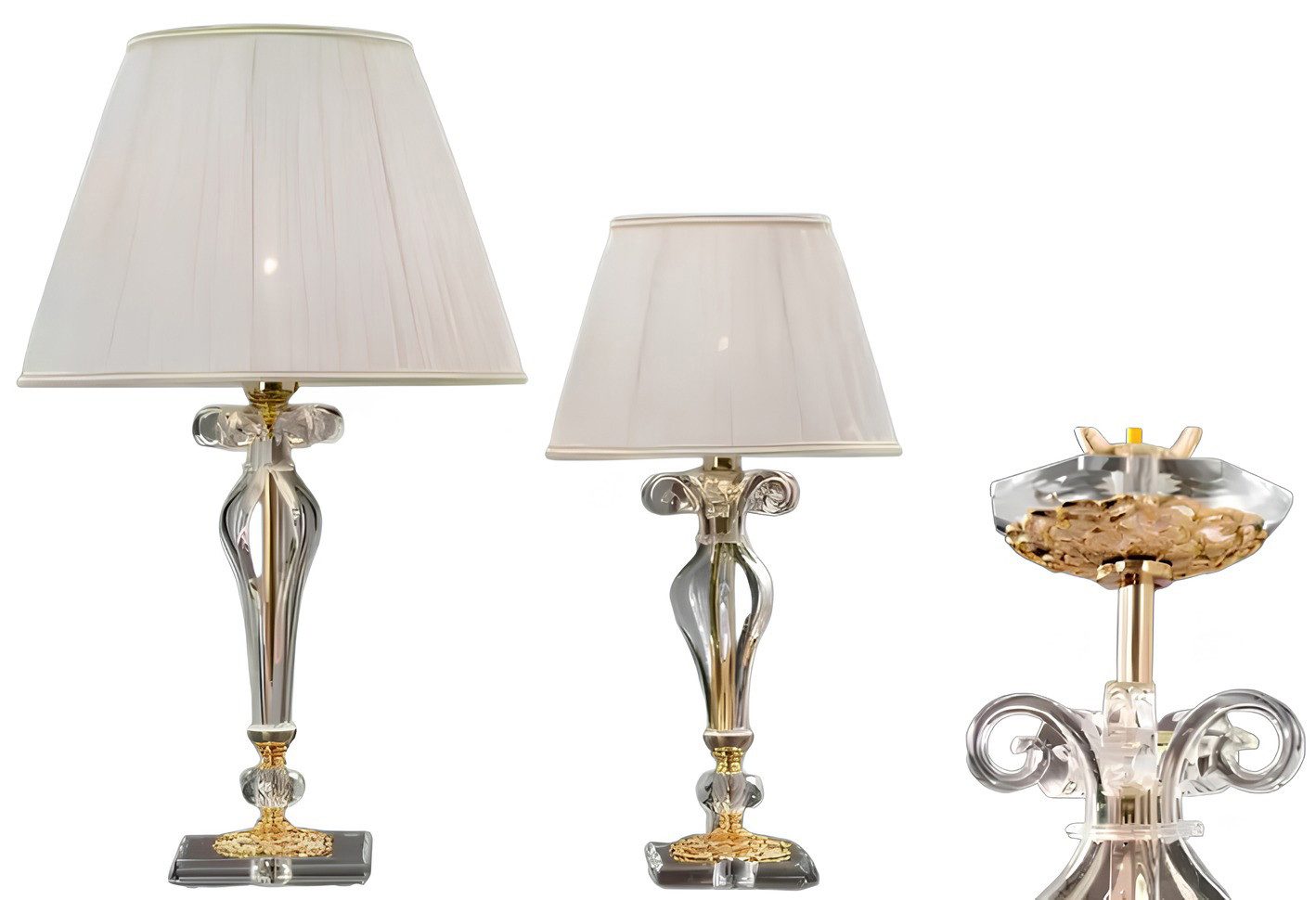 Xlmoebel Nachttischlampe Weiße Tischlampe mit Kristall-Leuchten im antiken Stil, Hergestellt in Europa