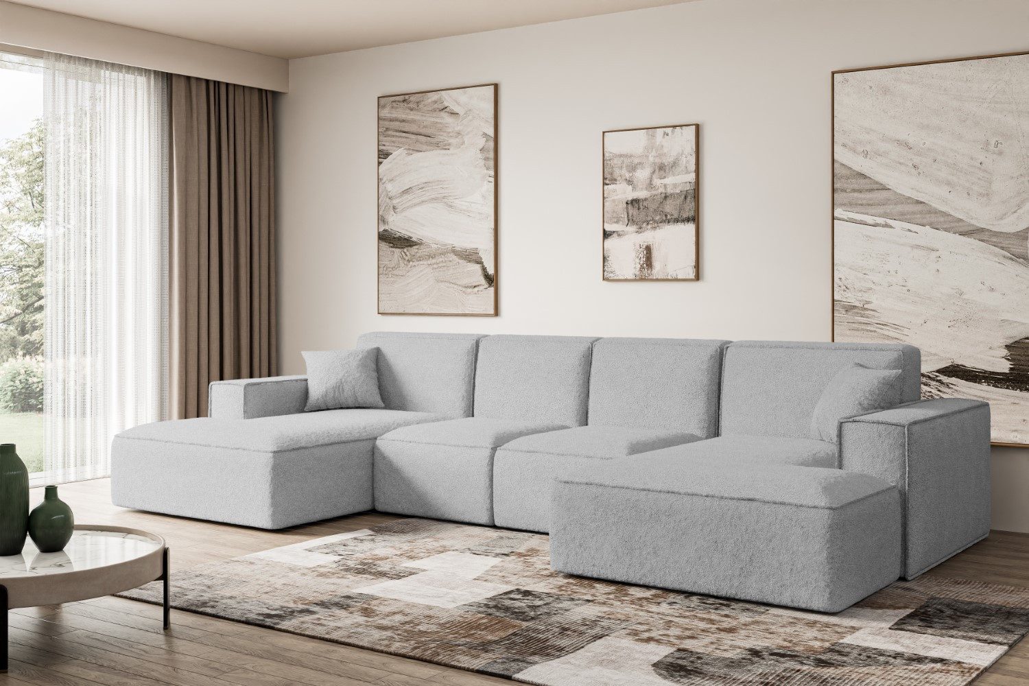 ALTDECOR Wohnlandschaft SIERRA-U, Sofa Praktische Bequeme Funktionsecke Couch U-Form Eckcouch, Corner Sofa U-Form Vielseitige Sofa Wohnlandschaft Wohnzimmer