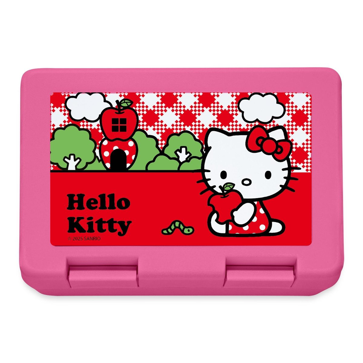 Spreadshirt Lunchbox Hello Kitty Isst Einen Apfel Brotdose Lunchbox, Plastik, Aluminium