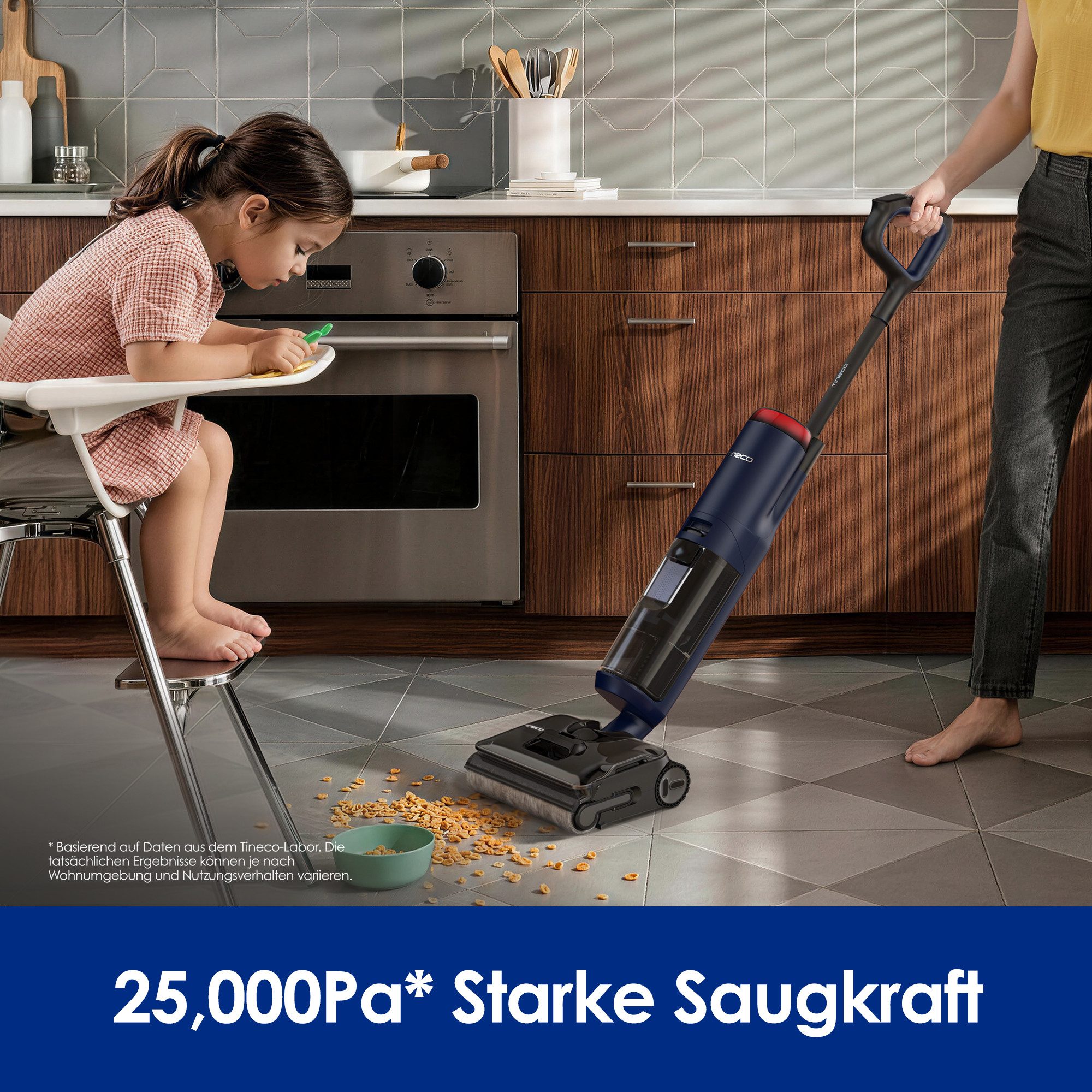 Tineco Nass-Trocken-Sauger FLOOR ONE S7 Max, 25.000pa Saugleistung, 85° Grad Heißluft-Trocknung, beutellos, 65 Min Akku, 180° Grad Neigung, automatischer Antrieb, Anti-Tangle