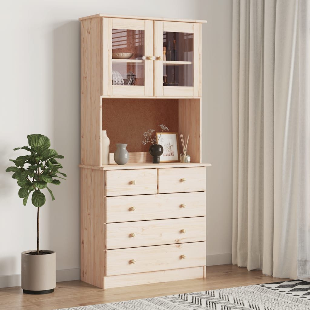 vidaXL Highboard Highboard ALTA 77x35x165 cm Massivholz Kiefer (1 St)
