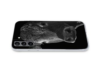MuchoWow Handyhülle Kuh - Tiere - Schwarz - Weiß - Porträt, Phone Case, Handyhülle Samsung Galaxy S21, Silikon, Schutzhülle