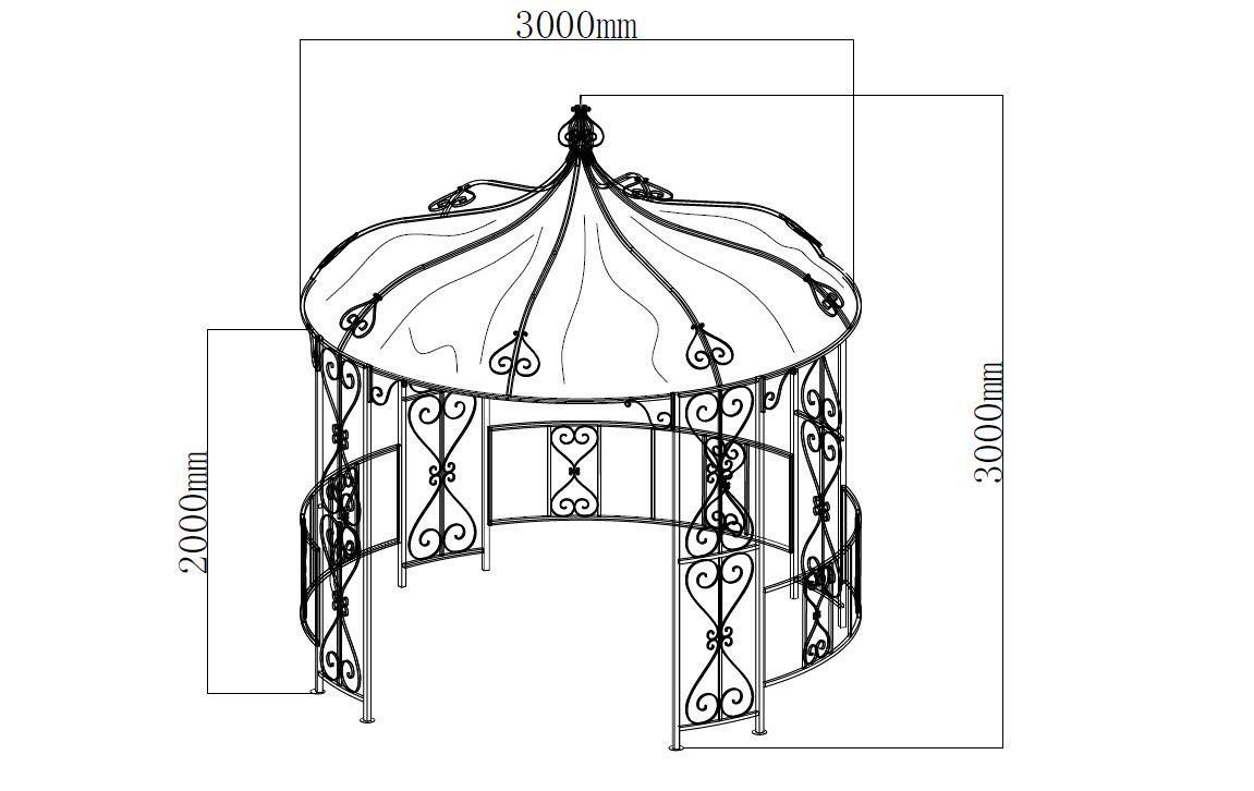 DEGAMO Pavillon BURMA, 300cm rund, Stahl günstig online kaufen