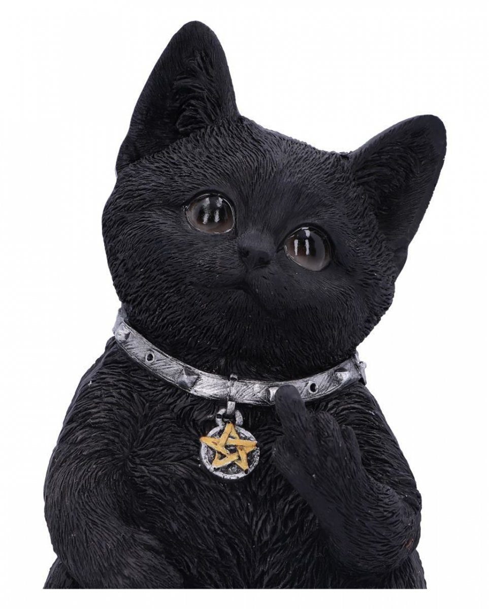 Horror-Shop Dekofigur Freche Cattitude Katze zeigt Mittelfinger als Goth – Bild 5 von 5
