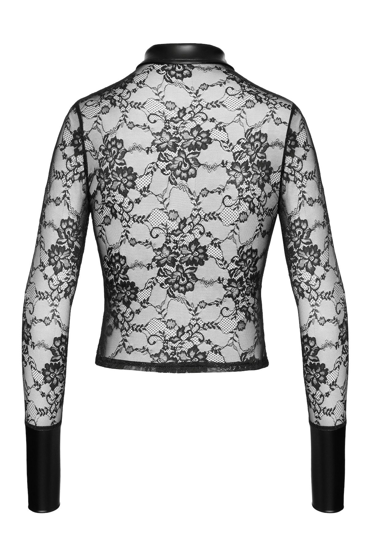 Noir Handmade Trägertop Damen Spitze schwarz Top Bluse mit Knopfleiste und Kragen skinny elast – Bild 5 von 5