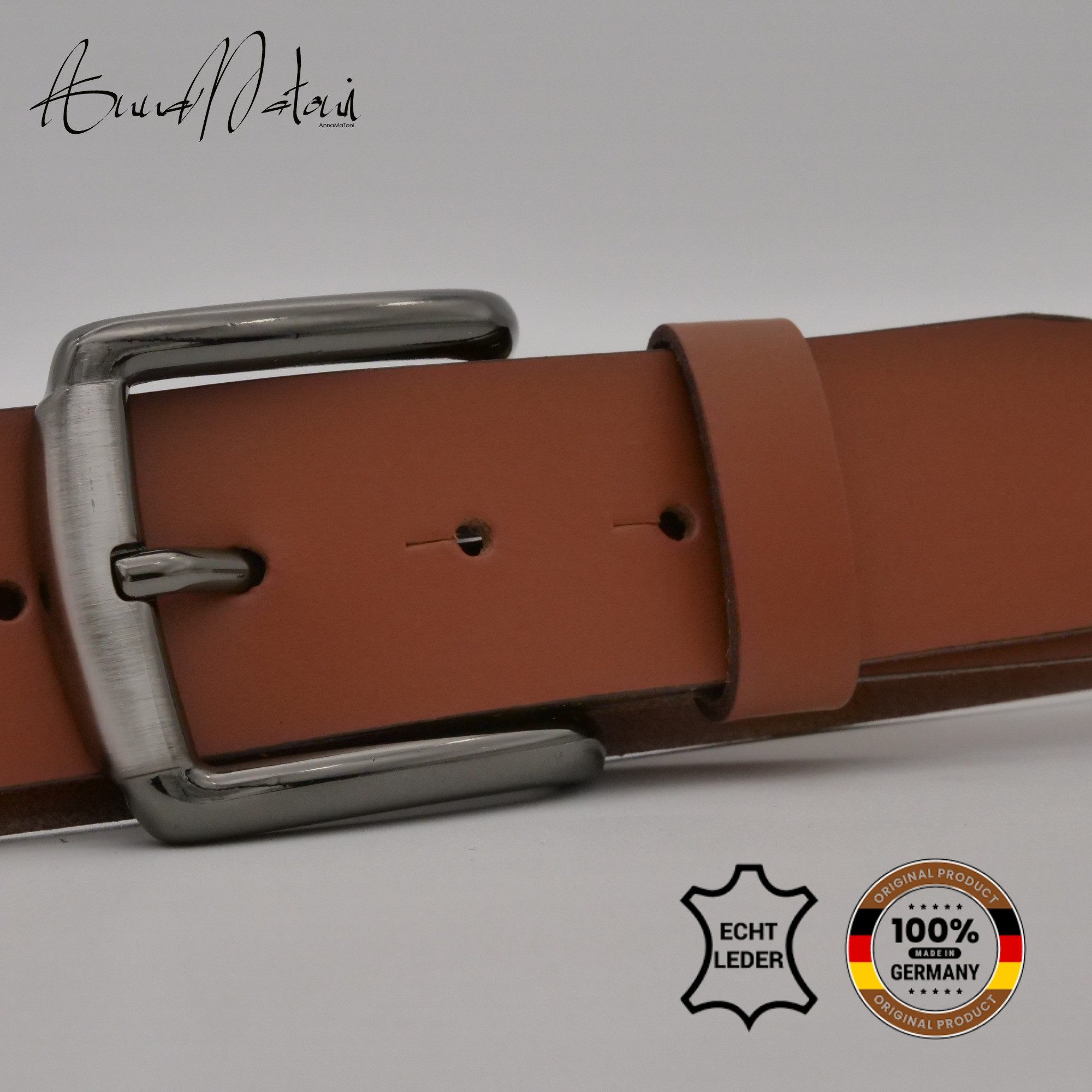 AnnaMatoni Ledergürtel AnnaMatoni Herren Ledergürtel Zeitloses Design Gürtel 4cm breit – Bild 2 von 4