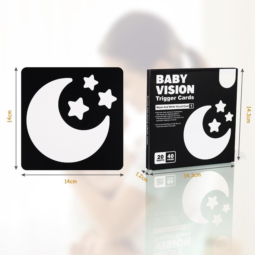 CLTYQ Lernspielzeug Sensory Toys Karten,20 Schwarz & Weiße Lernkarten für Kinder Kontrast (14.3x14.3cm), Montessori Kontrast-Karten,isuelle Stimulation Lernen A – Bild 4 von 5