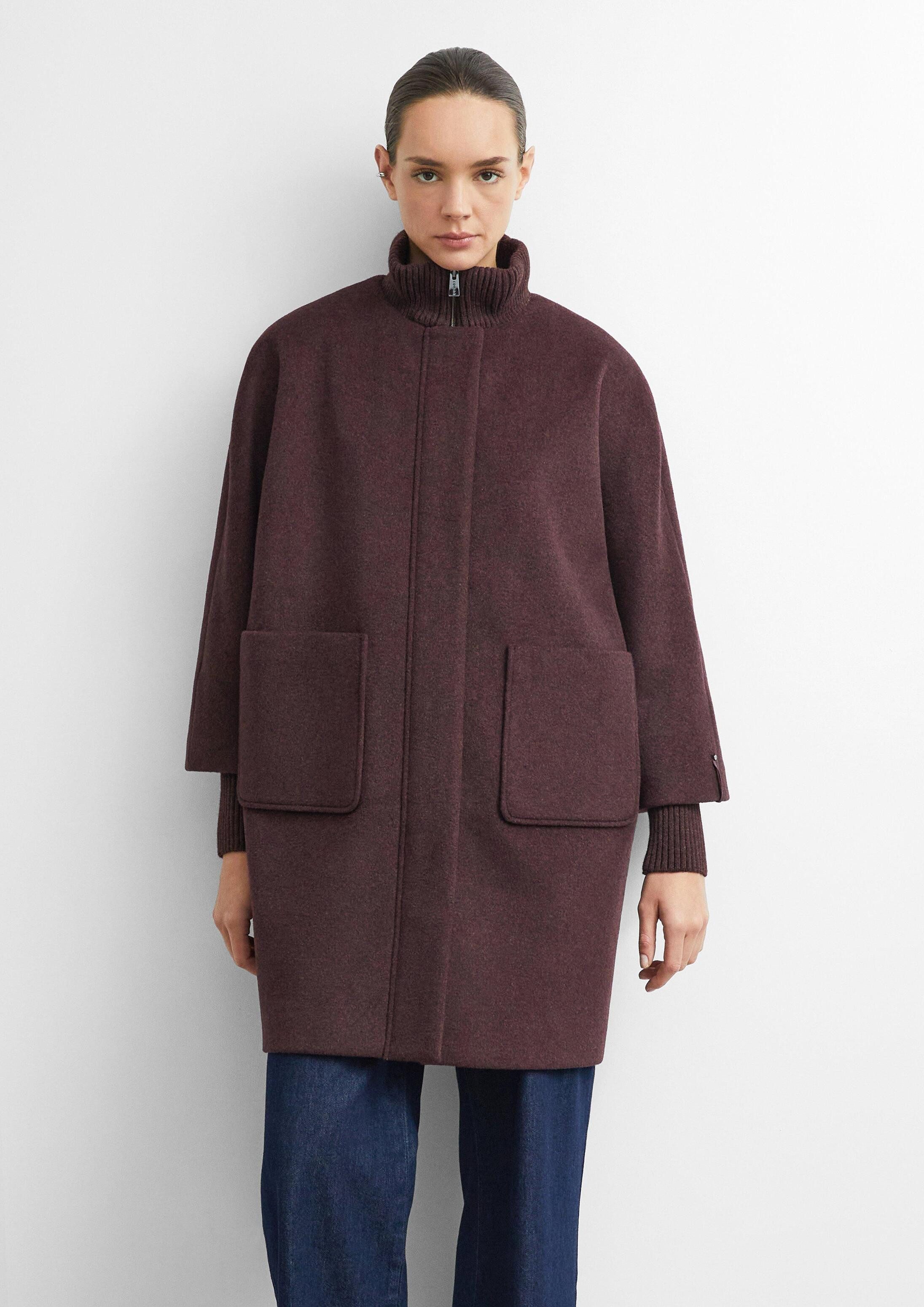 comma Wintermantel Outdoor-Mantel Cape-Mantel aus Wollmix mit Ripp-Details