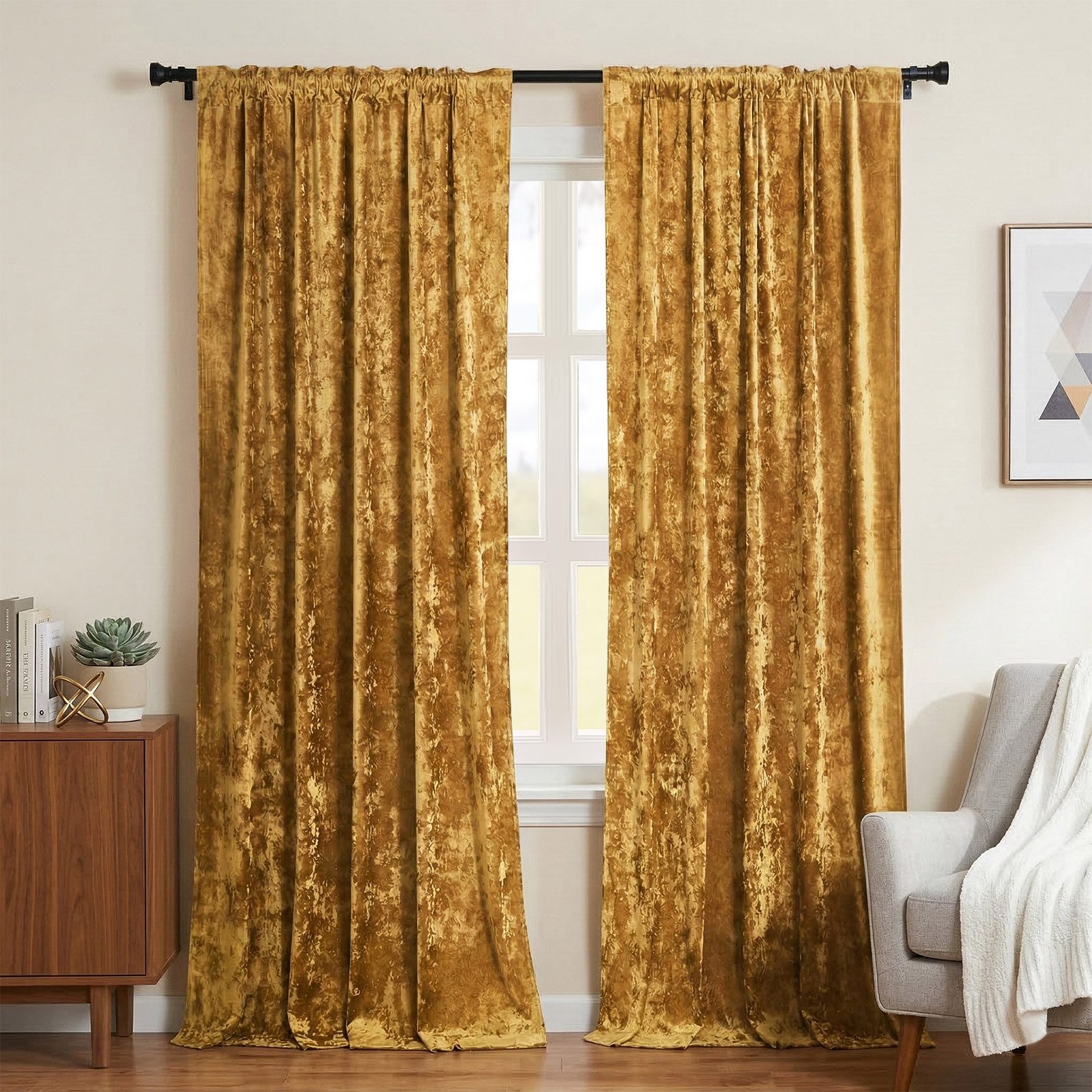 Lapamax Gardine Samtvorhang Kräuselband 2er set, Velvet Samt Curtains (1 St), Stangendurchzug, abdunkelnd, für Wohnzimmer Schlafzimmer