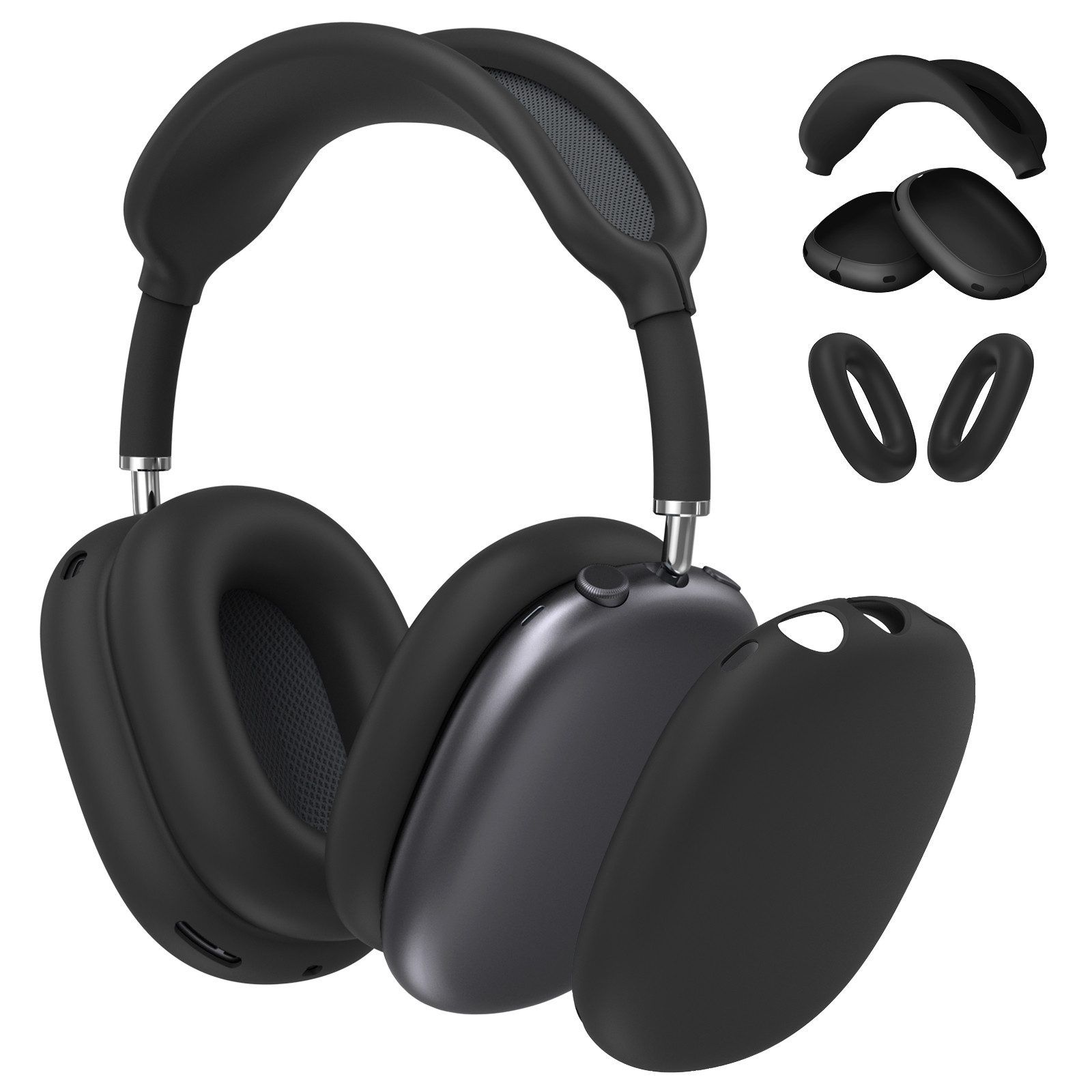 Fintie Kopfhörer-Schutzhülle 3-in-1 Silikonhülle für AirPods Max 2(2026) & AirPods Max 1(2020/2024), Weiche Kratzfeste Hüllen für Ohrpolster, Ohrmuscheln und Kopfbügel