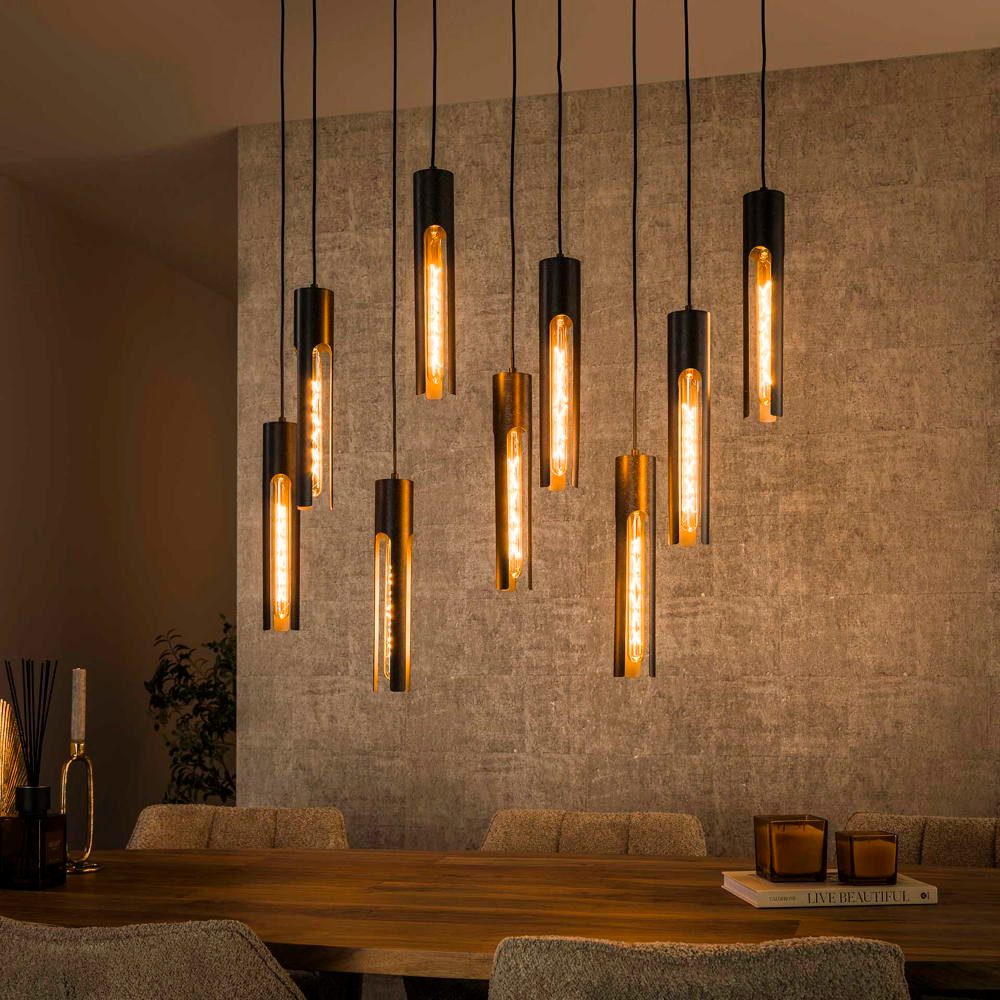 famlights Pendelleuchte Pendelleuchte Alla in Schwarz E27 7-flammig