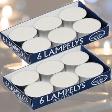 ASP-Holmblad Teelicht Doppelpack (2x6STk) ASP Maxi-Teelichte, 100 % Stearin, Ø 5,8 cm, weiß