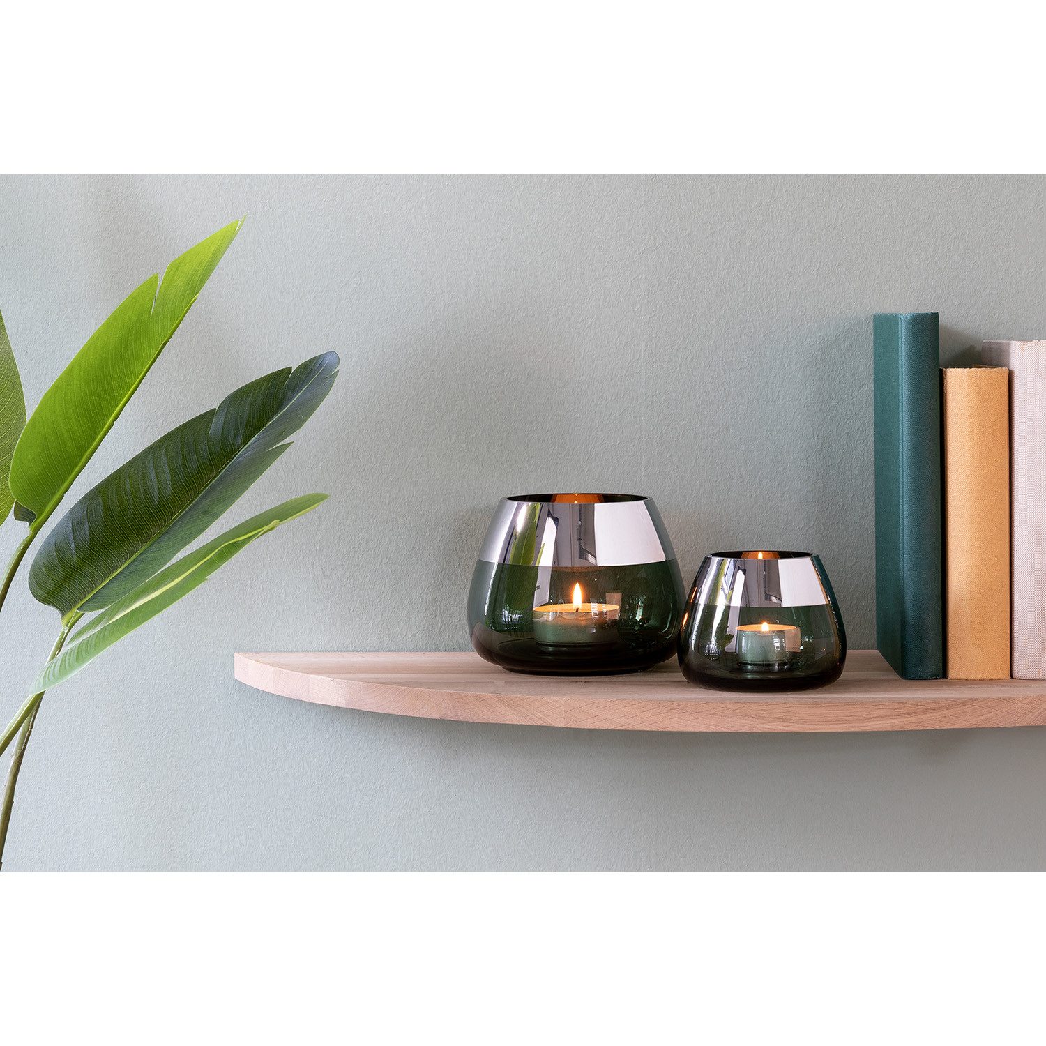 Fink Teelichthalter BELLA Teelichthalter - H.8,5cm x D.11cm - Glas - dunkel günstig online kaufen