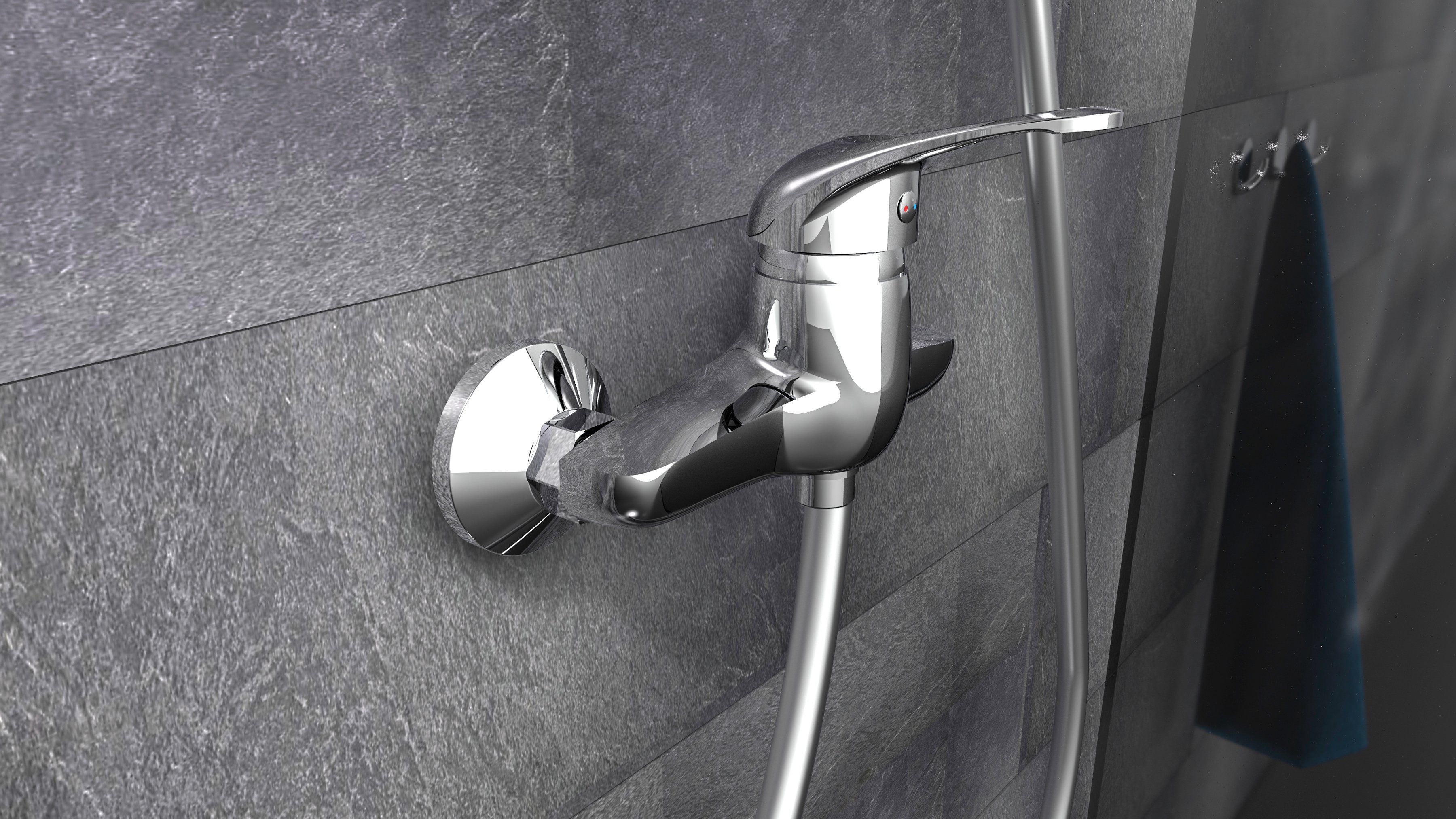 Schütte Duscharmatur Calvino Wasserhahn Bad, Mischbatterie Dusche in Chrom