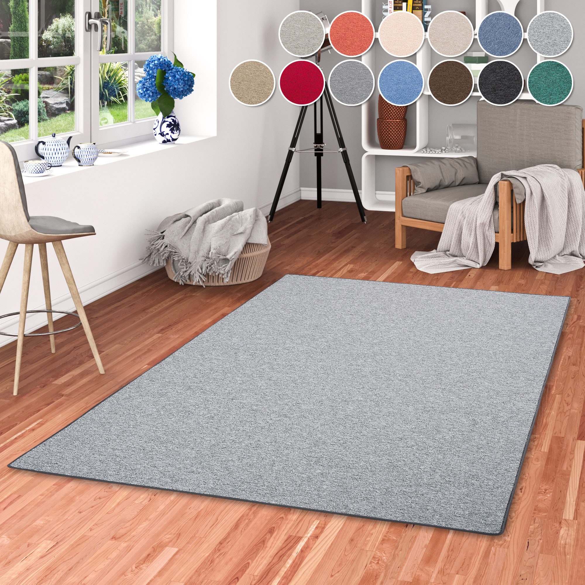 OTTO home Teppich Fortis, Schlinge, Made in Netherlands, rechteckig, Höhe: 5 mm, Uni Farben, gekettelt, auch als Läufer, strapazierfähig, Wohnzimmer