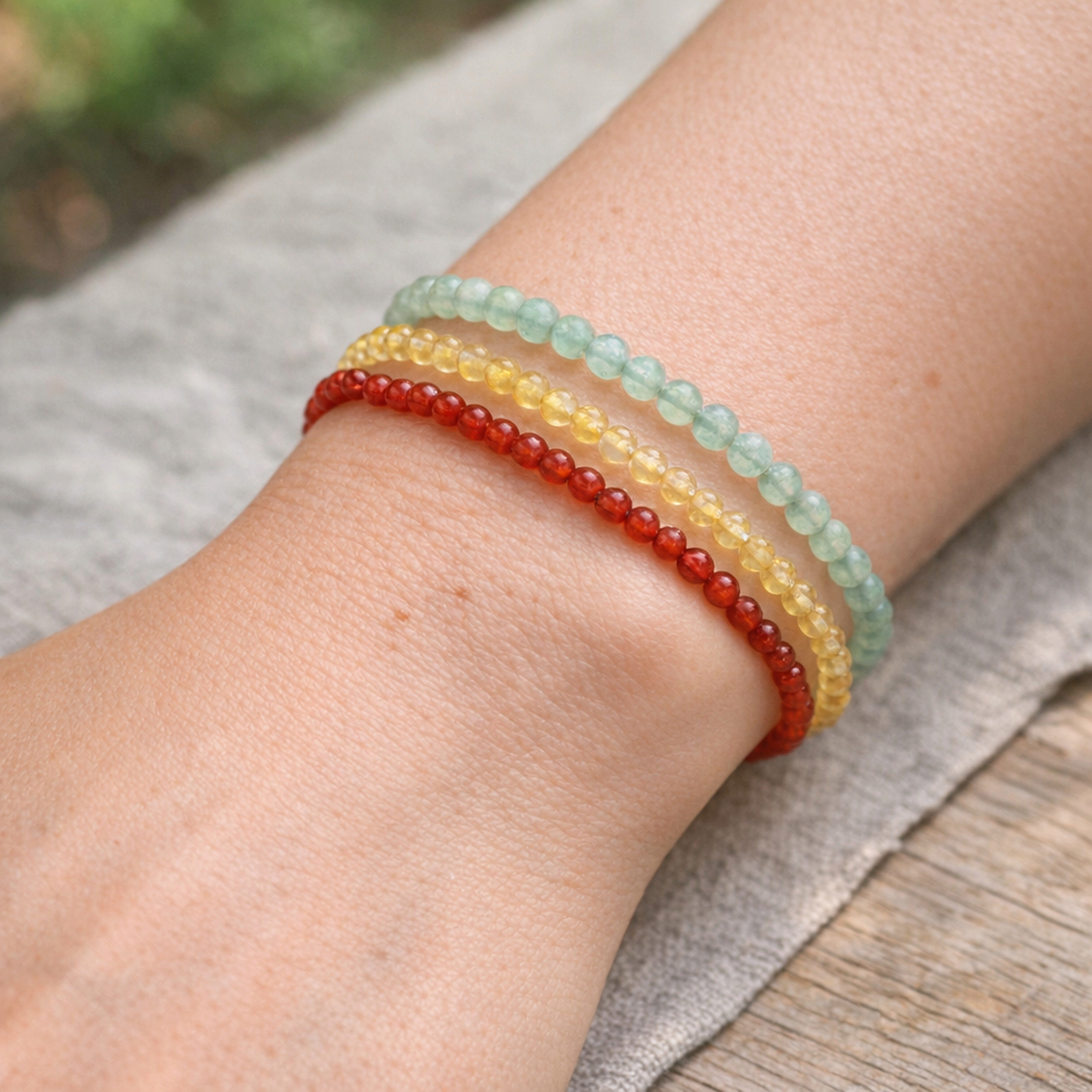 Lebensquelle Plus Armband Aventurin, grün Mini-Kugelarmband, 4 mm – Bild 5 von 5