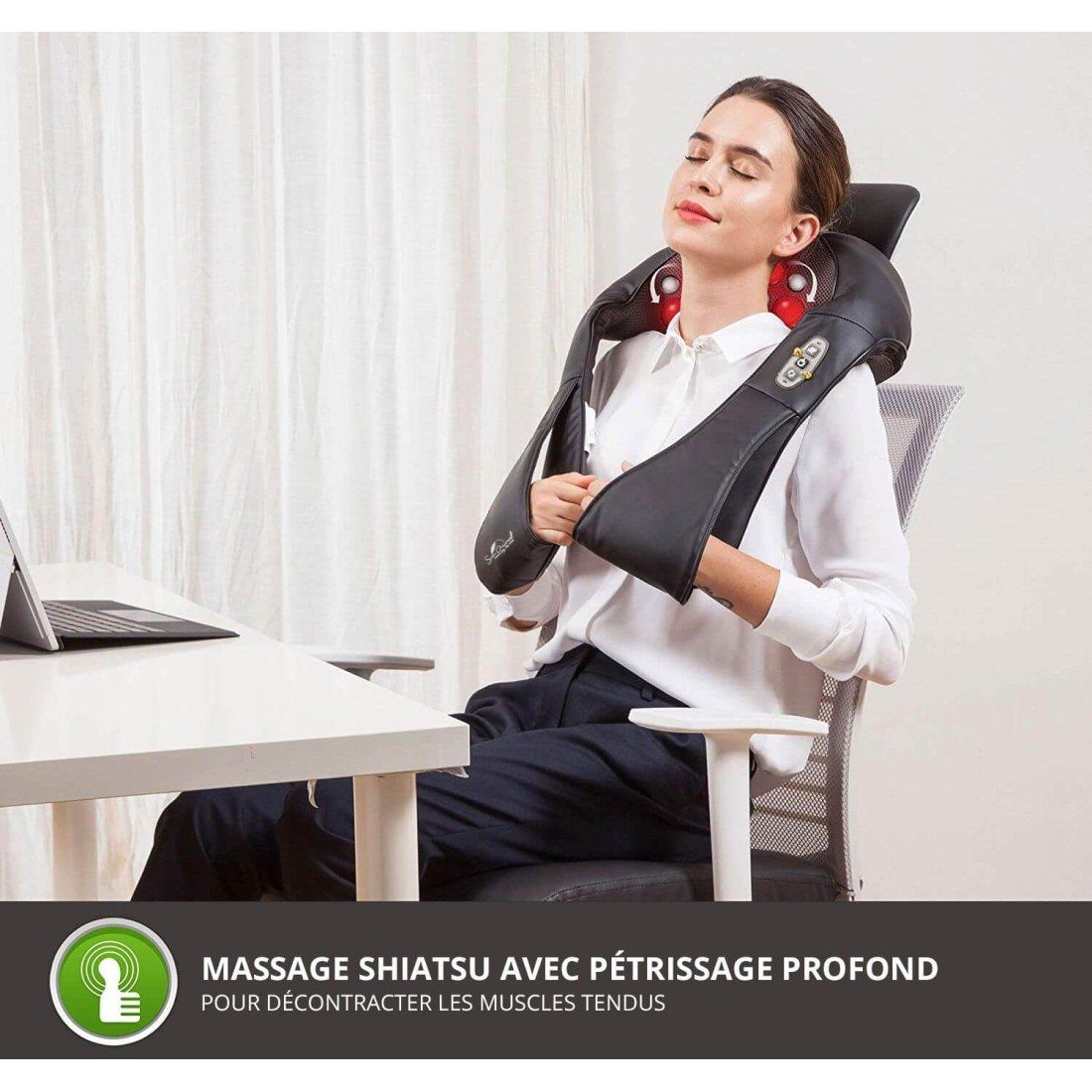SENS ORIGINAL Shiatsu-Massagegerät Beheiztes Nacken Schulter Hals Massagegerät tiefes Muskelkneten, 1-tlg.