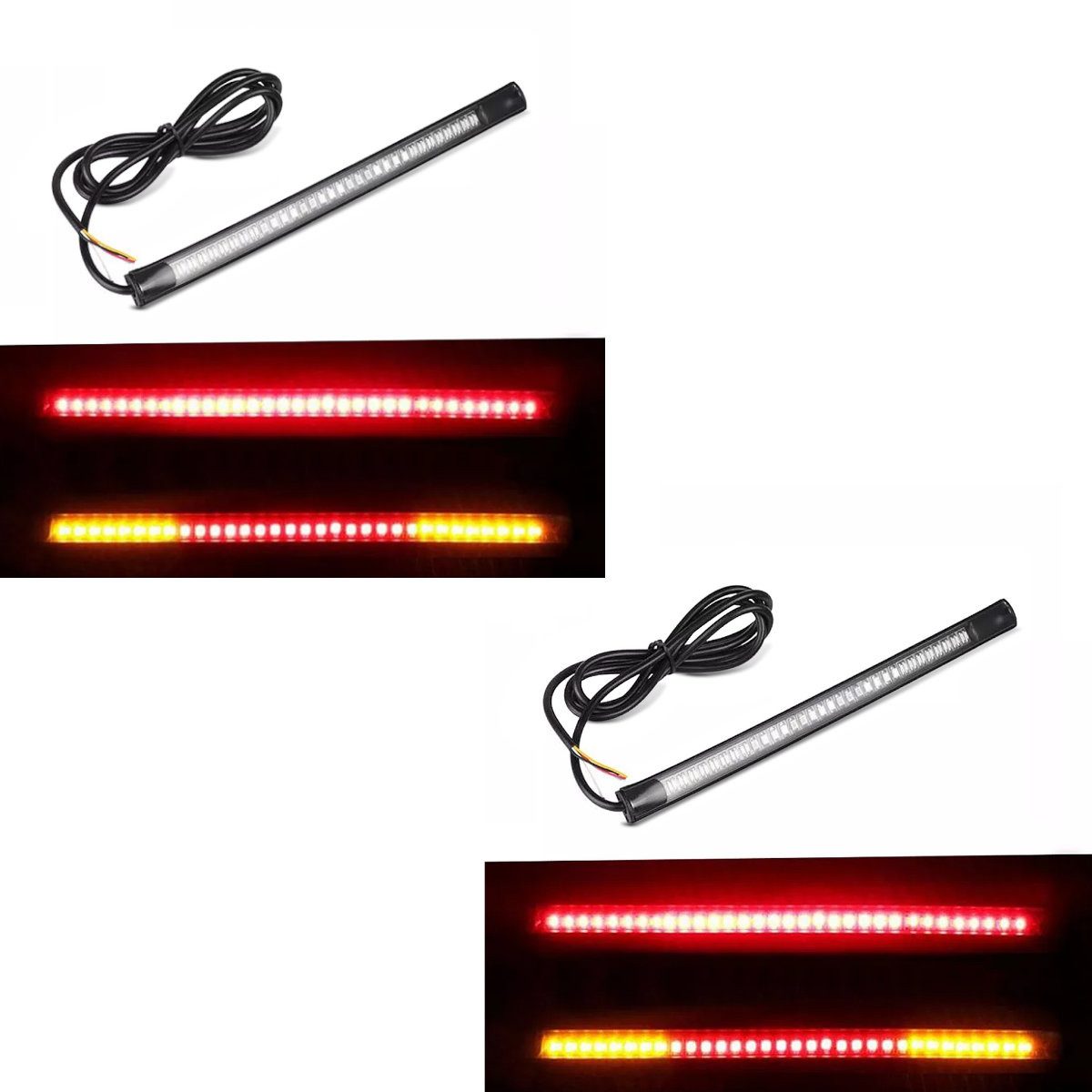 Zaddox Motor-Schutzhülle 2x Motorrad LED Lichtstreifen universal # Rücklicht mit Brems- und Bli