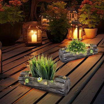 etc-shop Gartenleuchte, LED-Leuchtmittel fest verbaut, Warmweiß, Solar Pflanzgefäß Blumentopf Deko Licht für Haus und Garten in