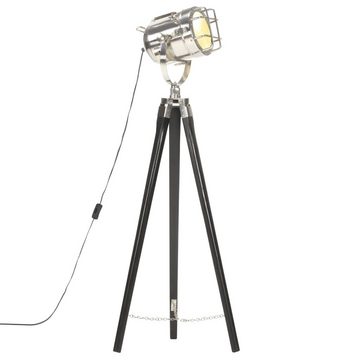 vidaXL Stehlampe Geslau, aus Massives Mangoholz, Stahl, Aluminium in Schwarz und Silbern
