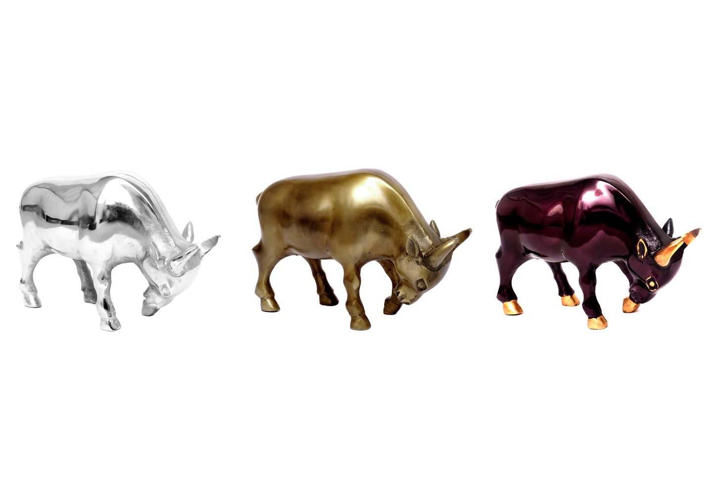 Brillibrum Dekofigur Figur Stier Bulle Kuh Metall Statue Skulptur Börse Banker