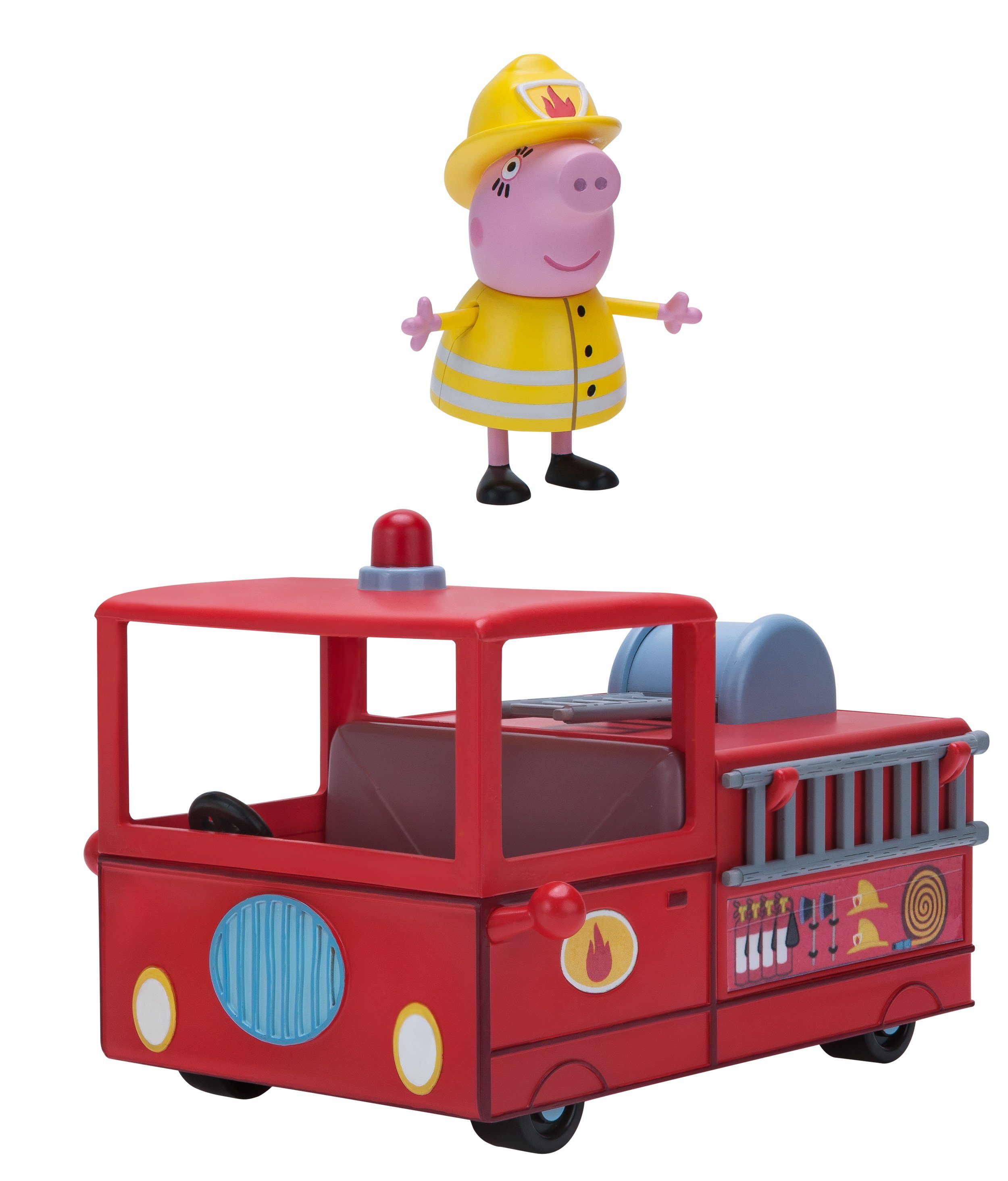 Original Peppa Pig Spiel-Figuren Jazwares 95674 Peppa Mama Wutz Feuerwehrauto 