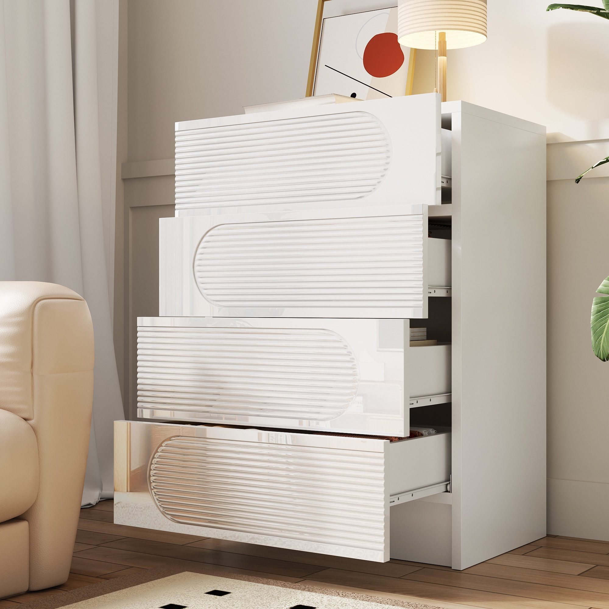 SOFTWEARY Kommode mit Schubladen, Schubkastenkommode, Mehrzweckschrank, Sideboard