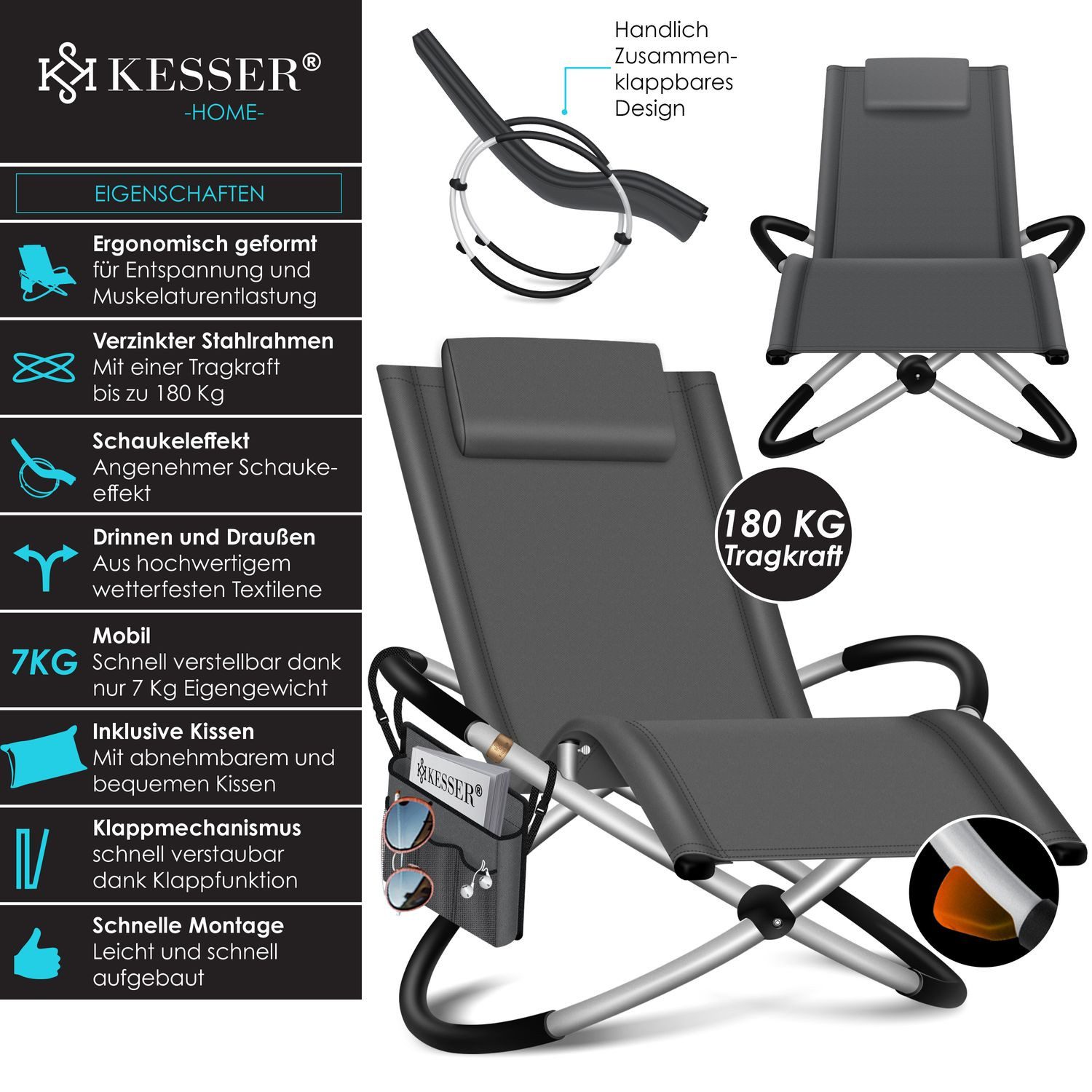 KESSER Gartenliege, Relaxliege Liegestuhl Gartenliege Gartenstuhl Klappstuh günstig online kaufen