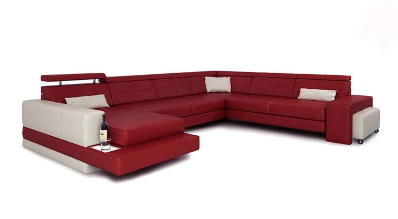 Leder Ecksofa, Polster Sitz Sofa Design Eck Luxus Couchen Garnitur Rot JVmoebel Couch