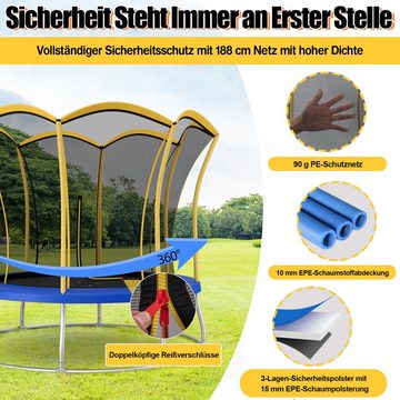 COSTWAY Gartentrampolin Fitnesstrampolin, Ø244cm mit Sicherheitsnetz