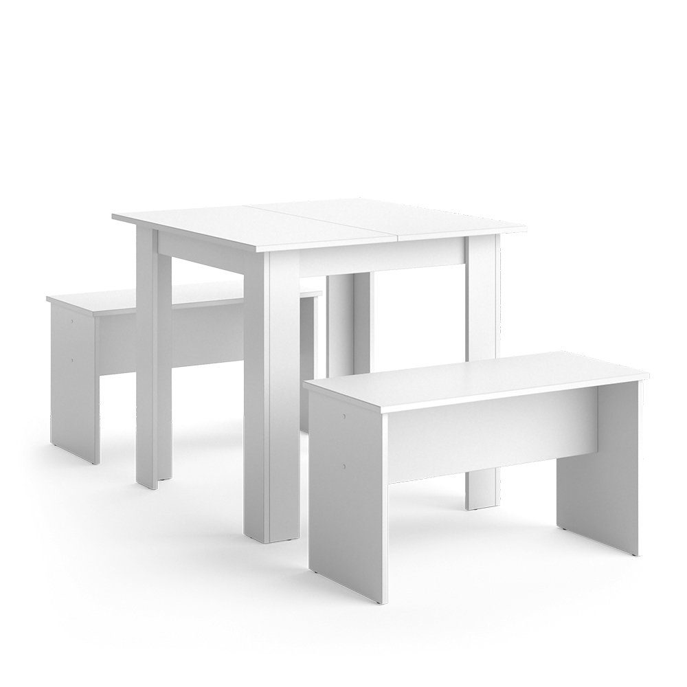 Vicco Essgruppe Sentio, Weiß, 80 x 80 cm mit 2 Bänken, (Set, 3-tlg., 3-er S günstig online kaufen