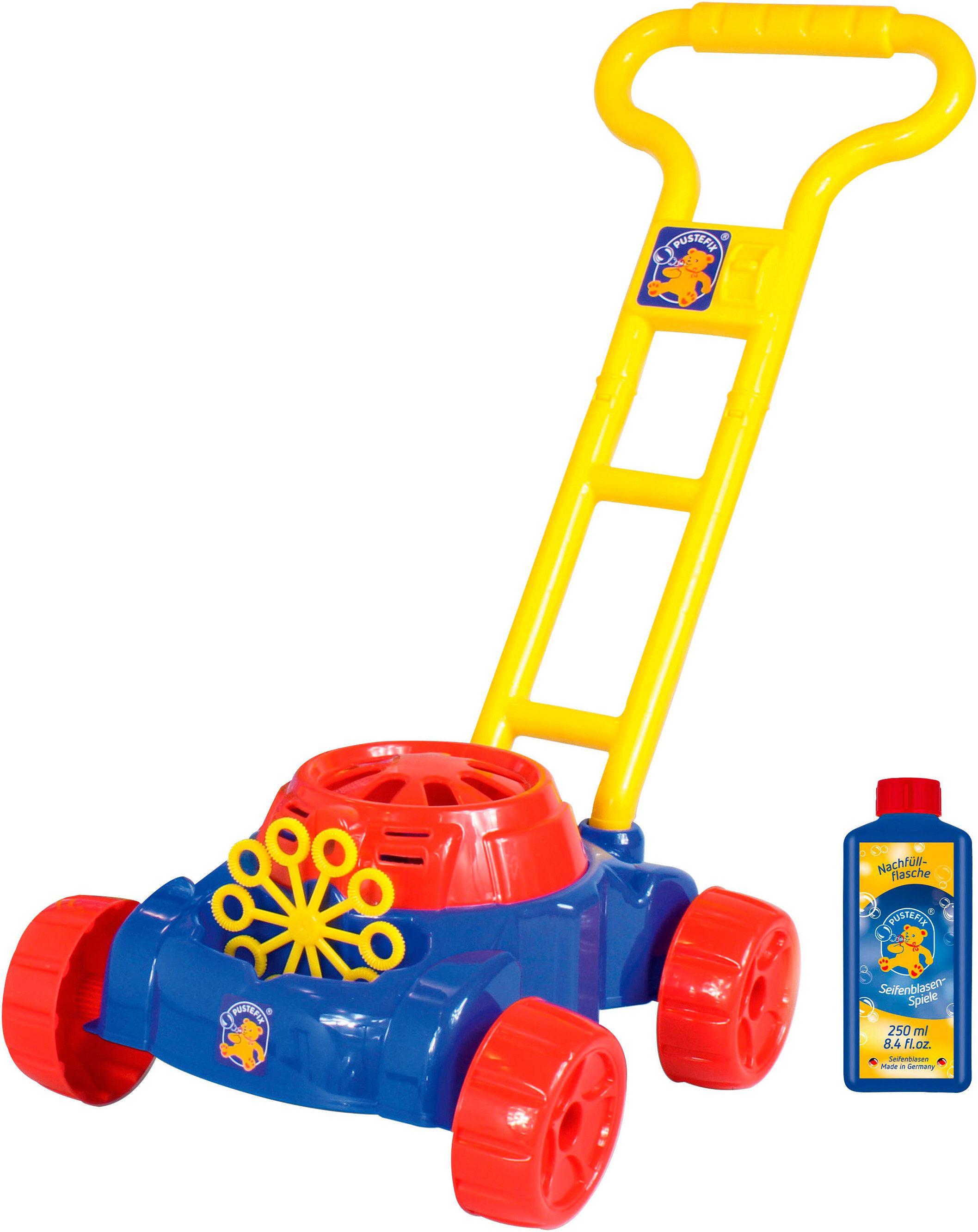 PUSTEFIX Bubble-Mower Rasenmäher Pink – Mit 2,5L Nachfüllkanister