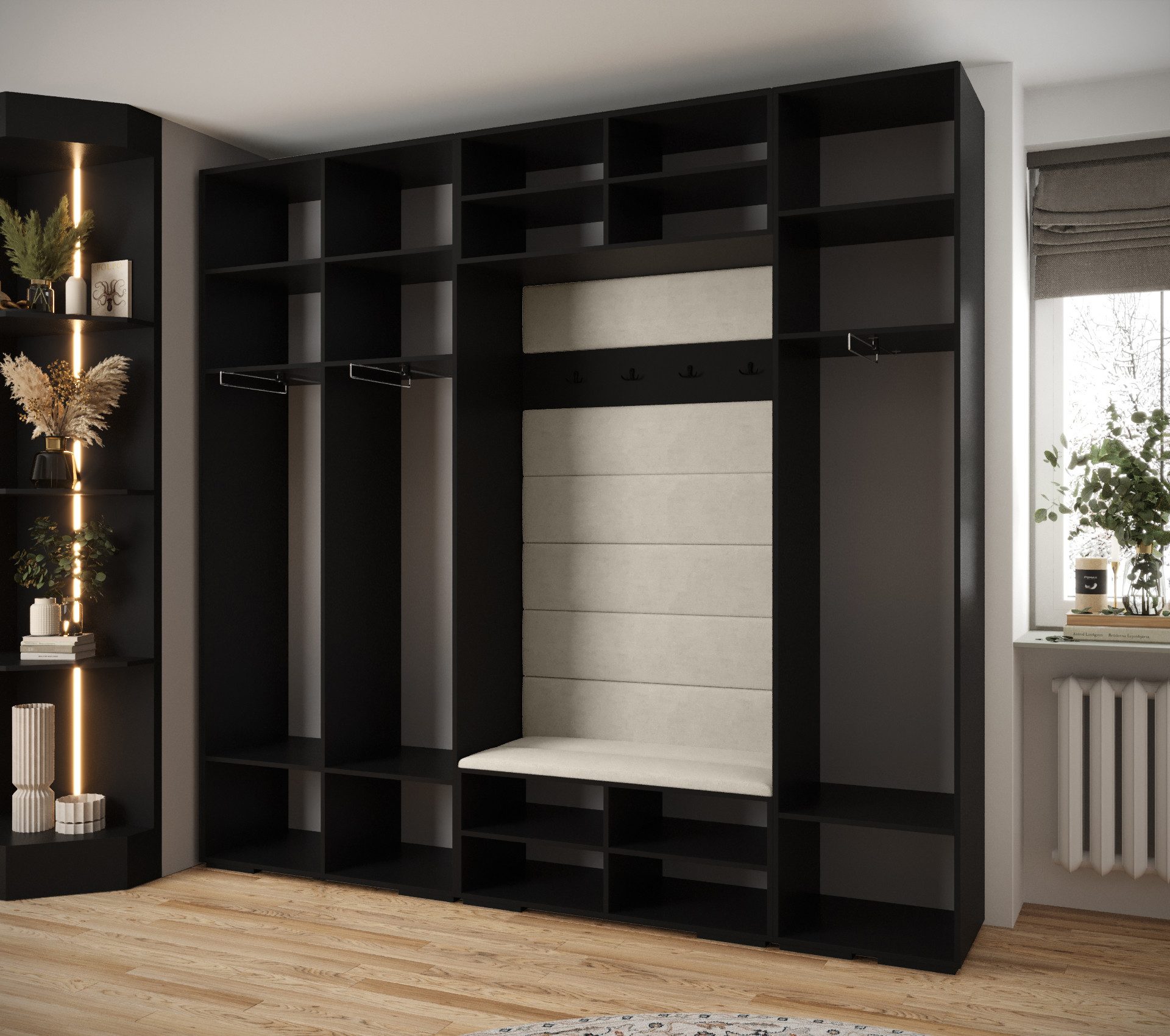 ABIKS MÖBEL Kompaktgarderobe INOVA 1 SATZ 8 Möbelset, Garderobe mit Kleiderstange und Regalen