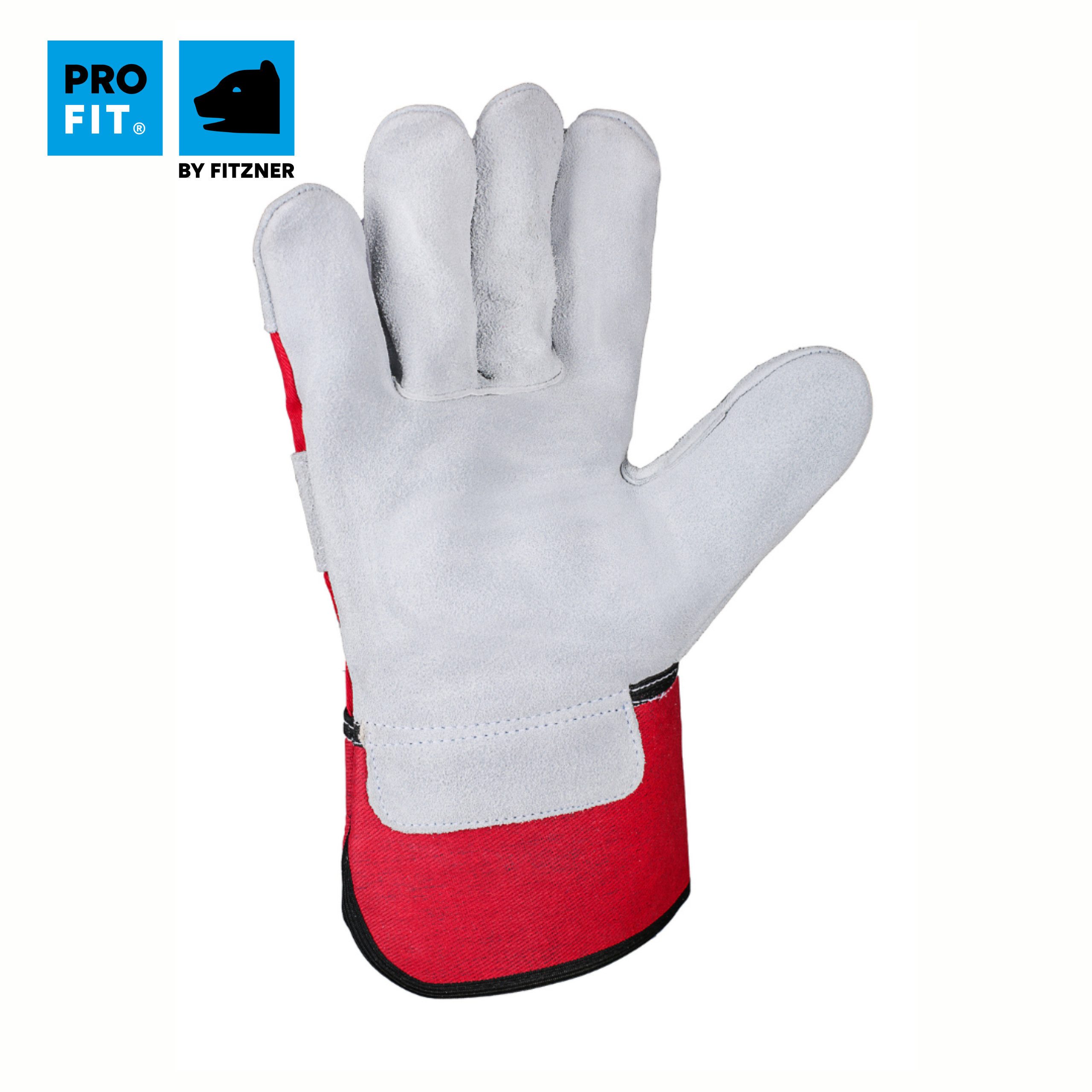 PRO FIT Leder-Arbeitshandschuhe Küste, Rindspaltleder Handschuhe, Handwerks-Handschuhe (3, Paar) mit Canvas-Stulpe, Weich & Flexibel, Innenhandfutter