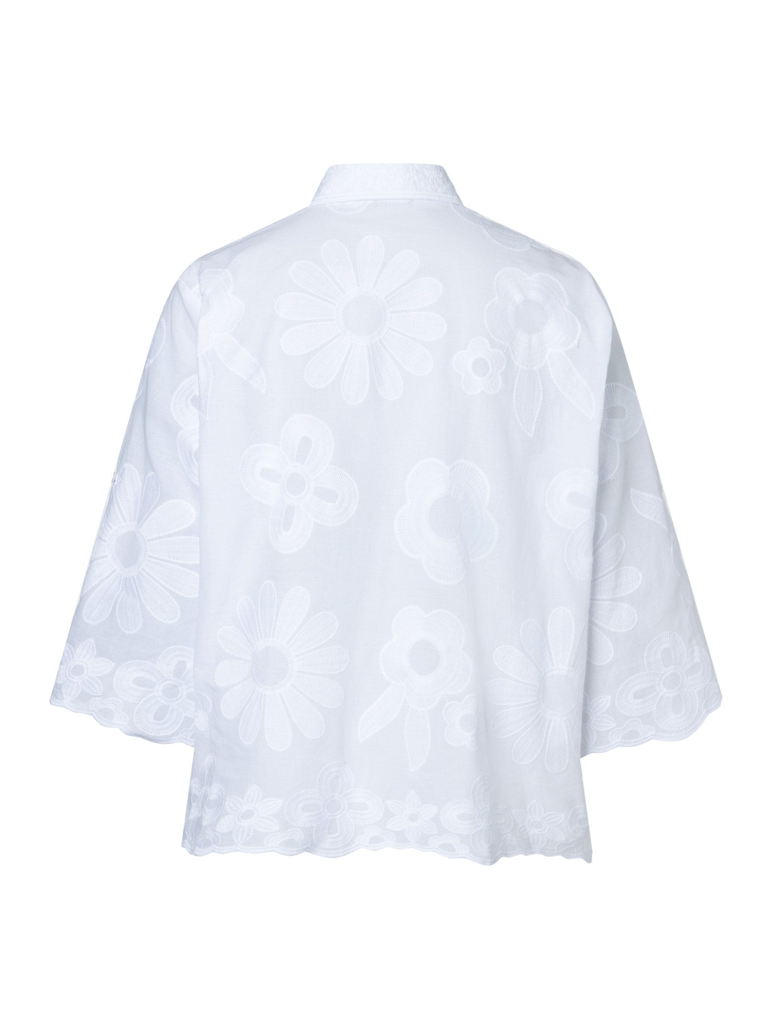 MORE&MORE Klassische Bluse weite 3/4 Arm-Bluse, Blumenstickerei