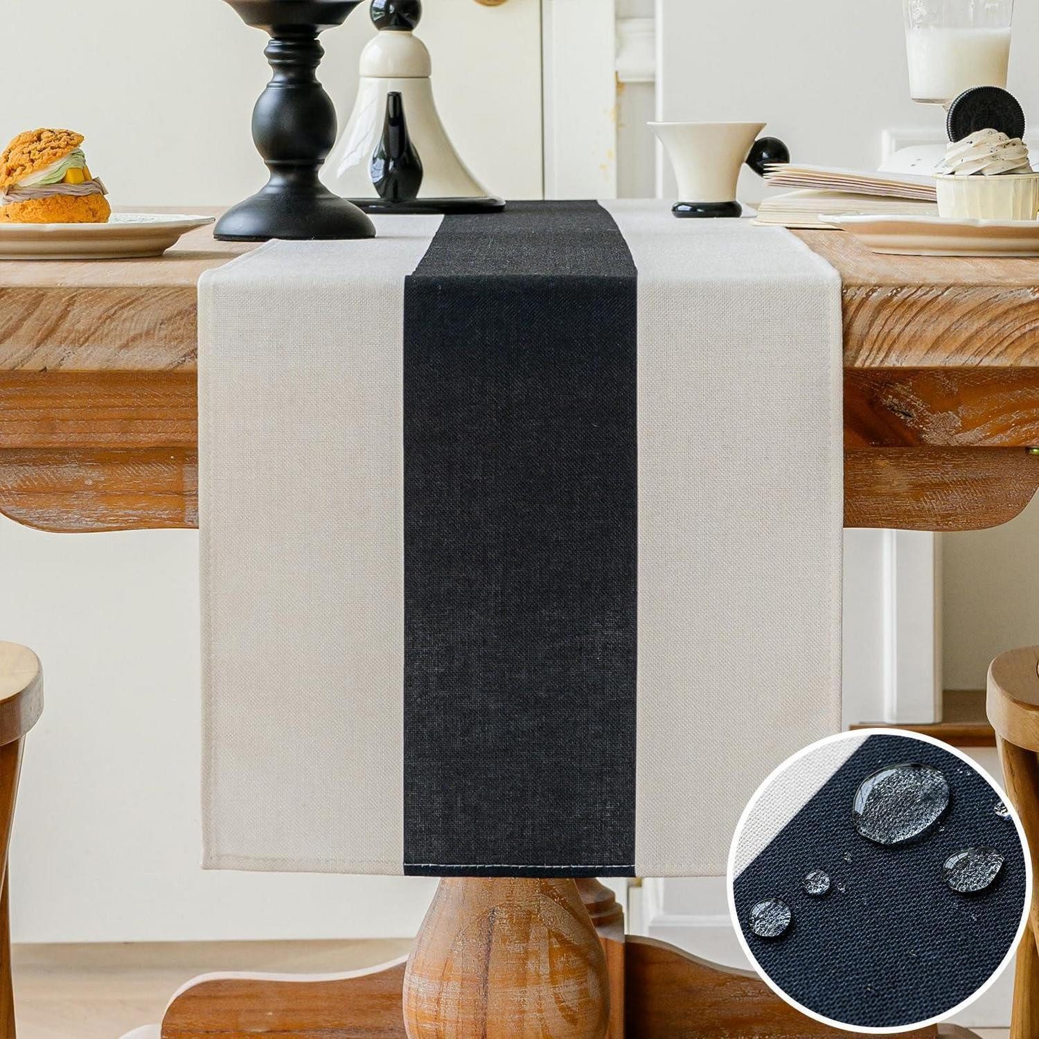 LuxusKollektion Tischläufer Tischläufer Modern Wasserabweisend Schwarz 40x140cm