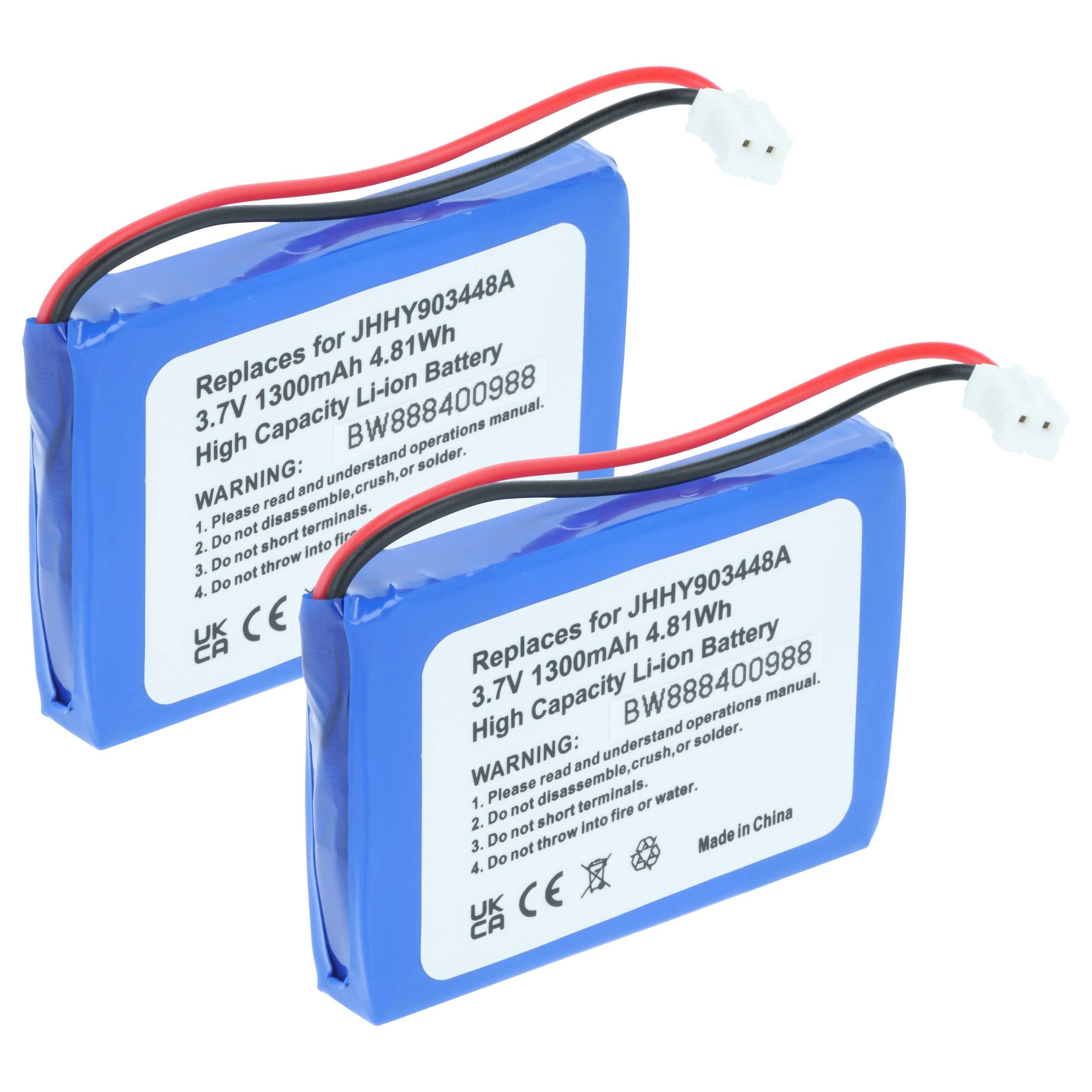 vhbw Ersatz für Albrecht 083448, JHHY903448A für Babyphone / Walkie Talkie Akku Akku Li-Ion 1300 mAh (3,7 V, 2 St), Leistungsfähige Austausch-Akkus für Ihr Funkgerät, Walkie-Talkie