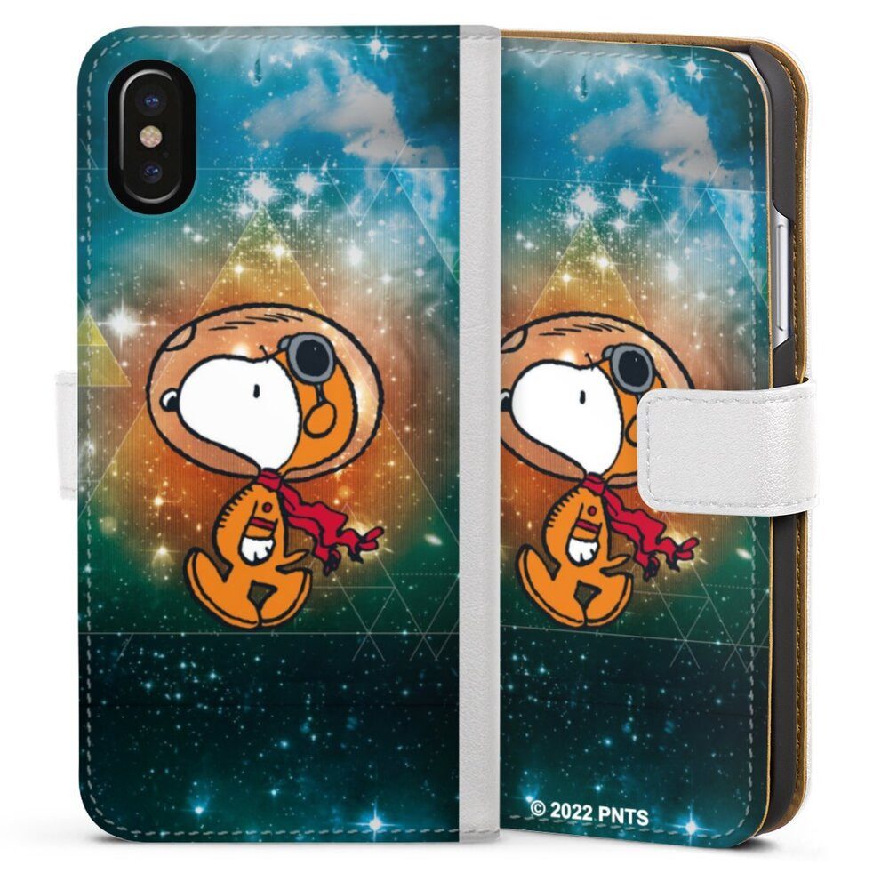 DeinDesign Handyhülle Snoopy Astronaut Offizielles Lizenzprodukt, Apple iPhone X Hülle Handy Flip Case Wallet Cover Handytasche Leder