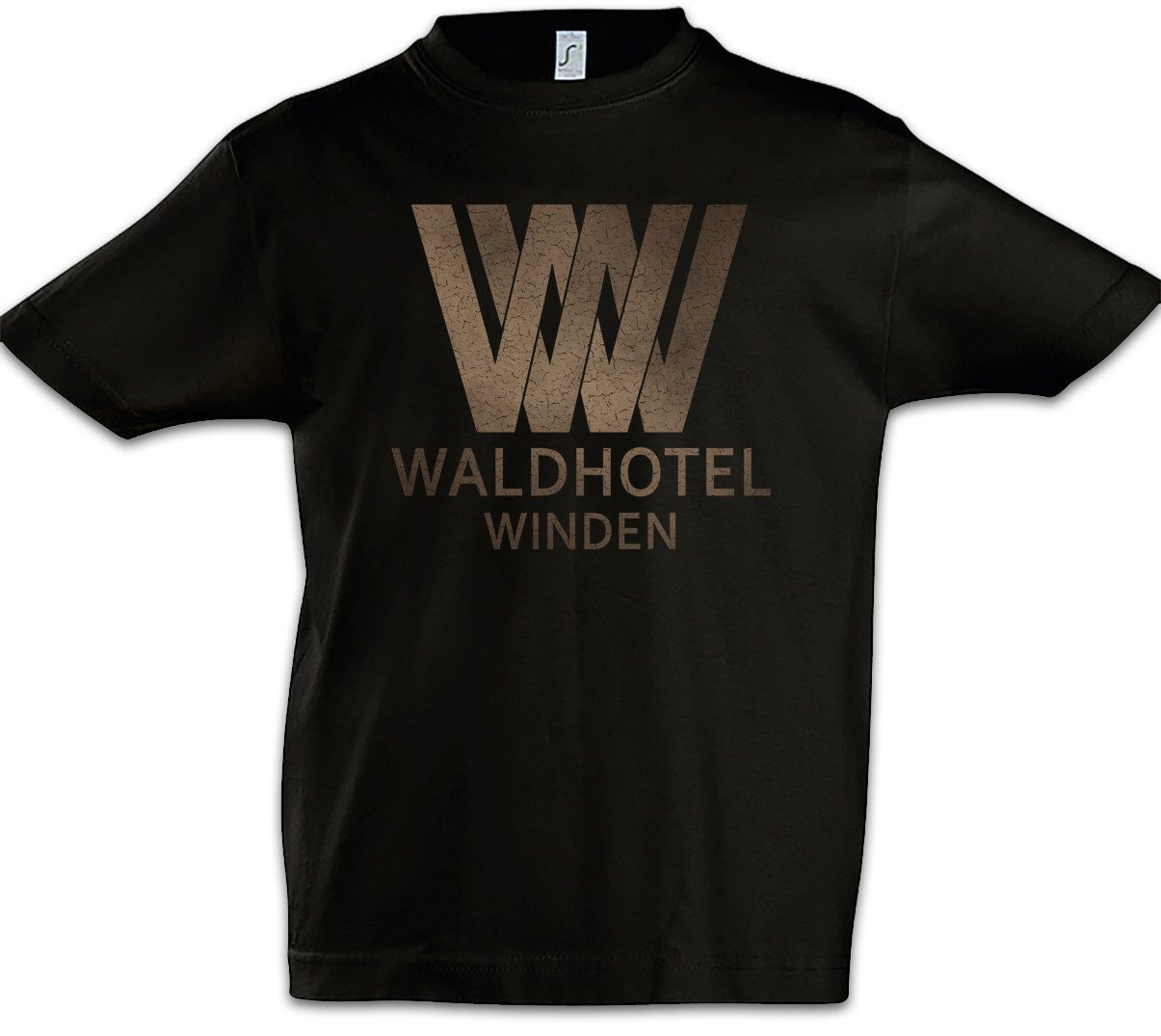 Print-Shirt Waldhotel Winden Kinder T-Shirt Logo Symbol Sign Dark Regina Tiedemann
