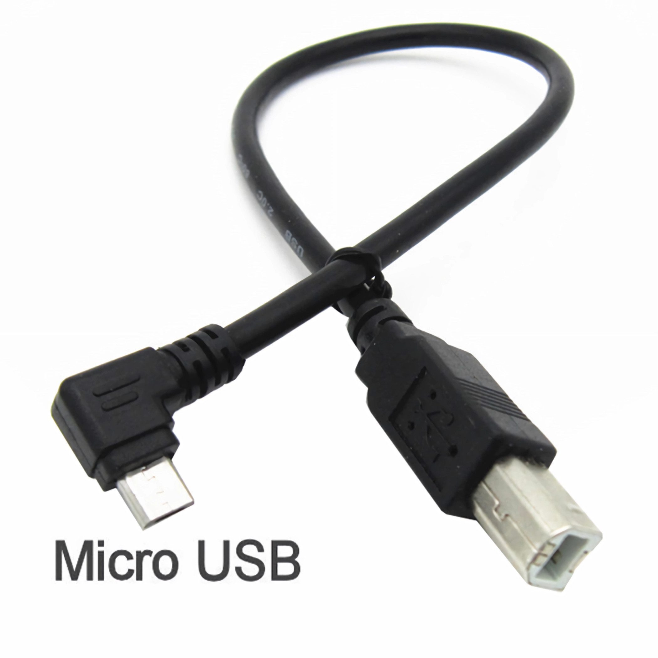 Bolwins C46 Micro USB OTG zu USB B Stecker Kabel recht Winkel Adapter Drucker Computer-Kabel, Micro USB 5-Pin Stecker (OTG, rechter Winkel), USB-B Stecker (30 cm), Plug & Play, USB 1.1 & 2.0 kompatibel, für Drucker & USB-Geräte