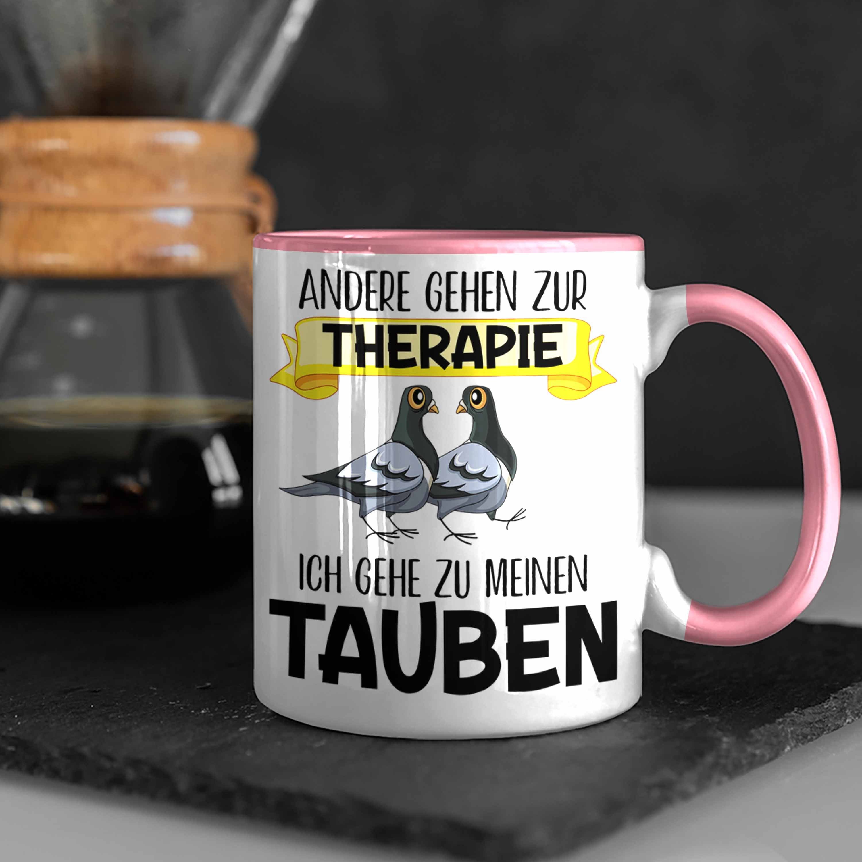 Becher Zaubenzucht Taubenliebhaber Trendation Rosa Lustiger Tasse - Tasse Taubenzüchter Taubenflüsterer Tauben Zubehör Trendation Geschenk Spruch