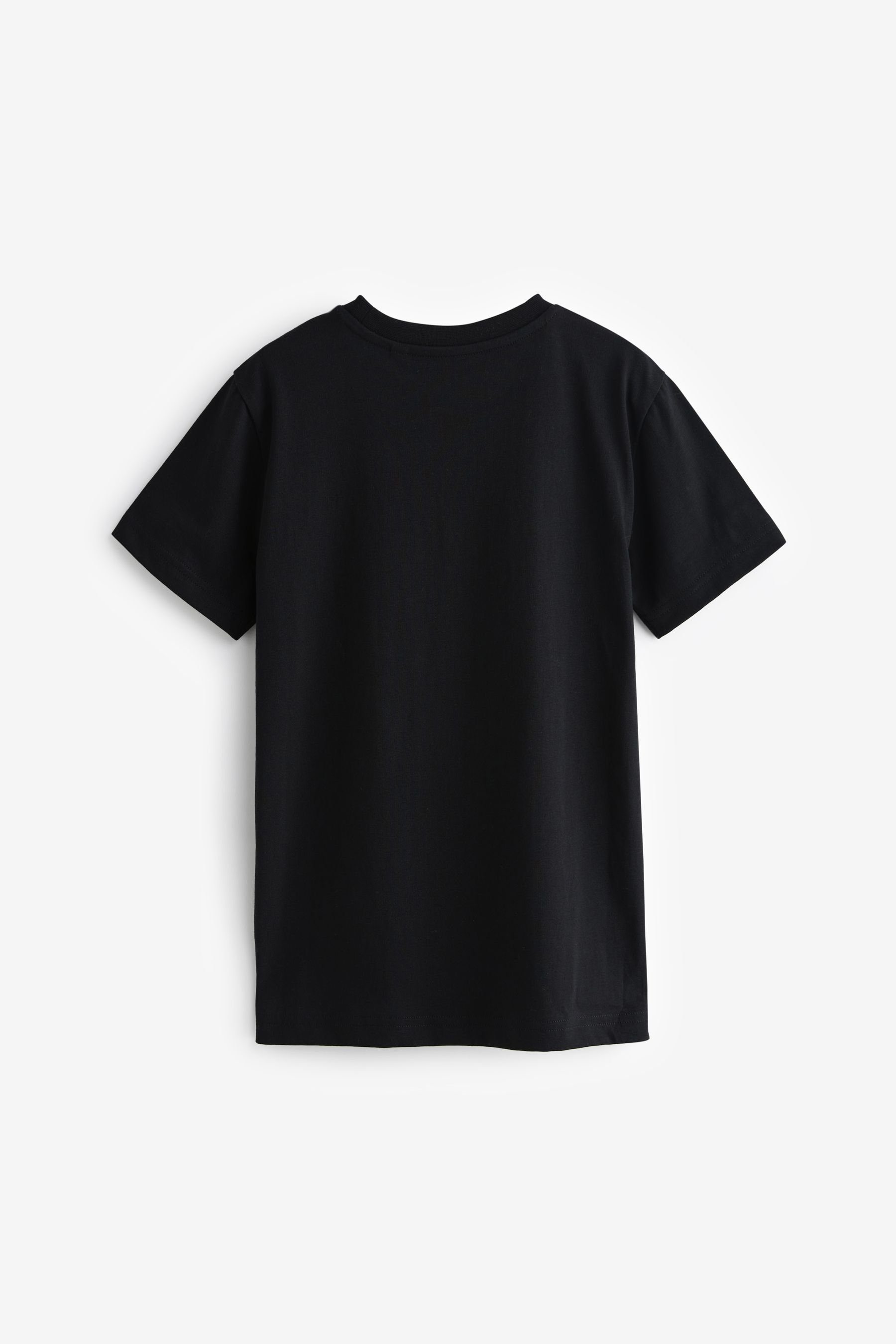 Black mit Kurzärmeliges durchgehendem Flame Football (1-tlg) Print T-Shirt T-Shirt Next